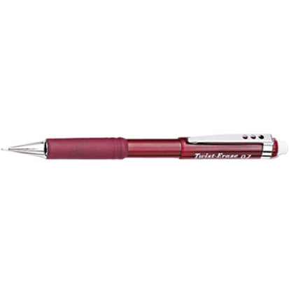 Pentel Twist-Erase III Mechanical Pencil - 0.7 mm Lead - #2 - Refillable - Red Barrel - 1 Each