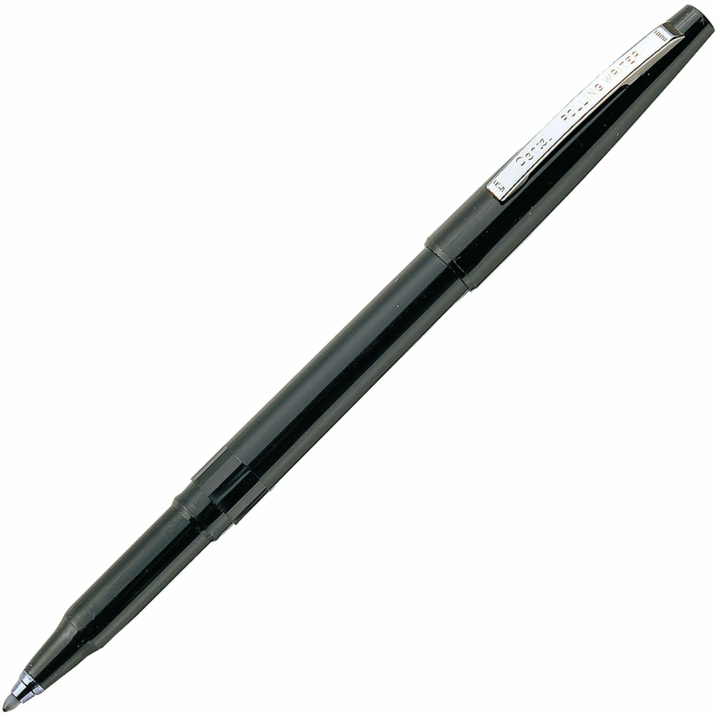 Pentel Rolling Writer Pens - 0.8 mm Medium Pen Point - Black Ink - Black Plastic Barrel - 1 Dozen