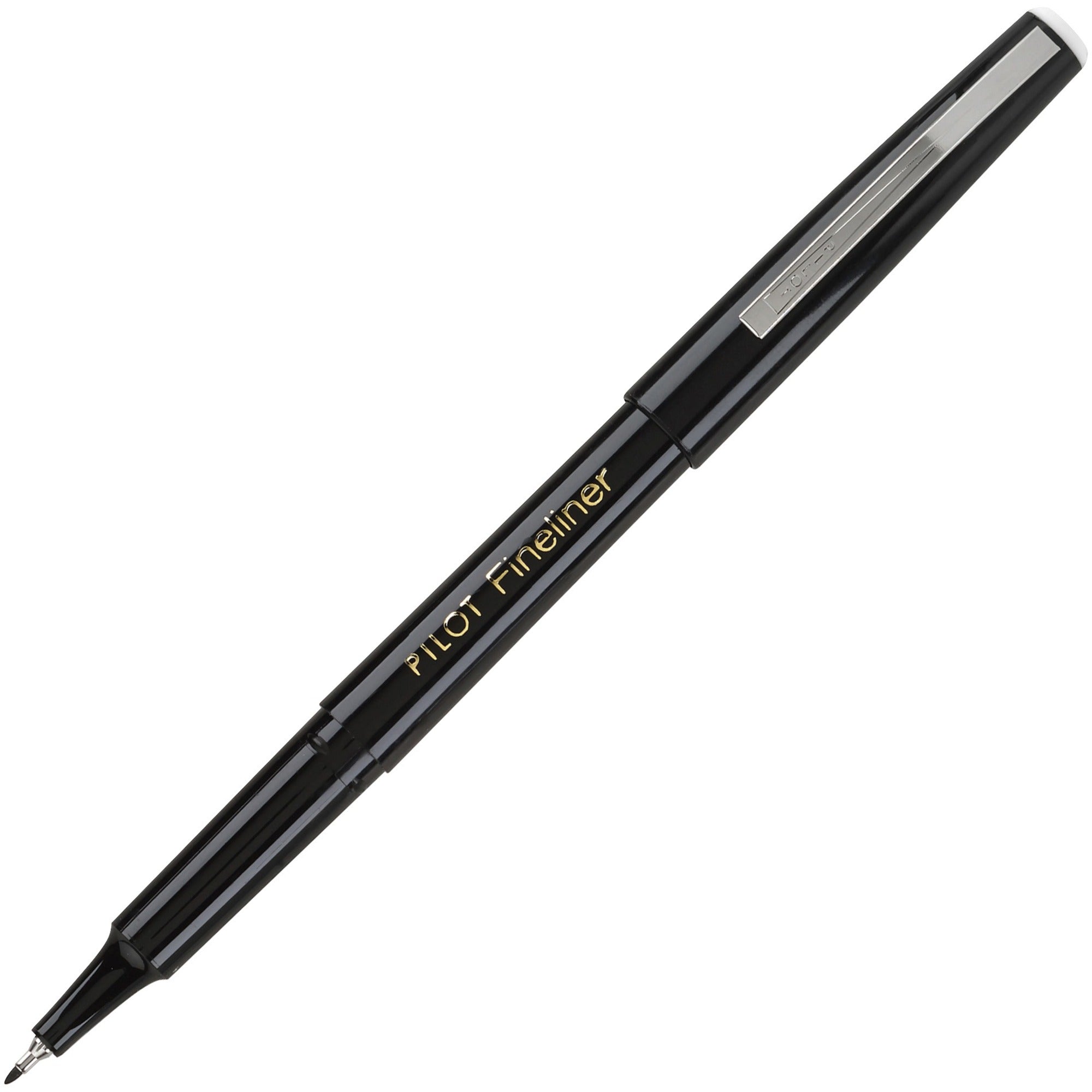 Pilot Marker Pens - 0.7 mm Fine Pen Point - Black Ink - Black Barrel - Acrylic Fiber Tip - Writing - 1 Each