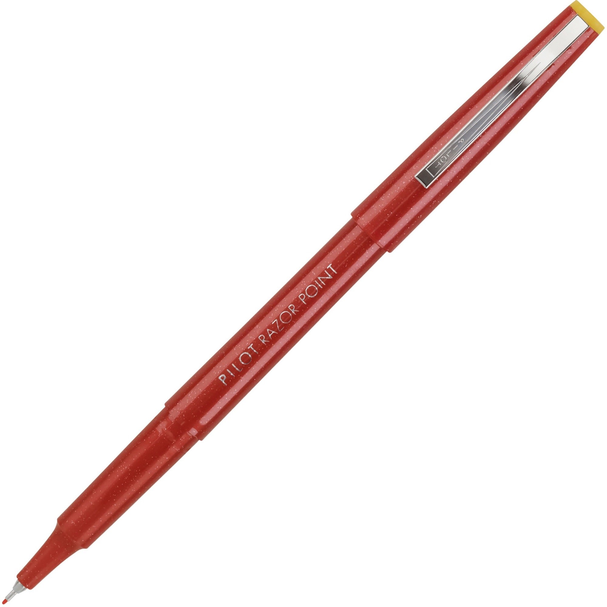 Pilot Marker Pens - 0.3 mm Extra Fine Pen Point - Red Ink - Red Plastic Barrel - Metal Tip - Writing - 1 Dozen