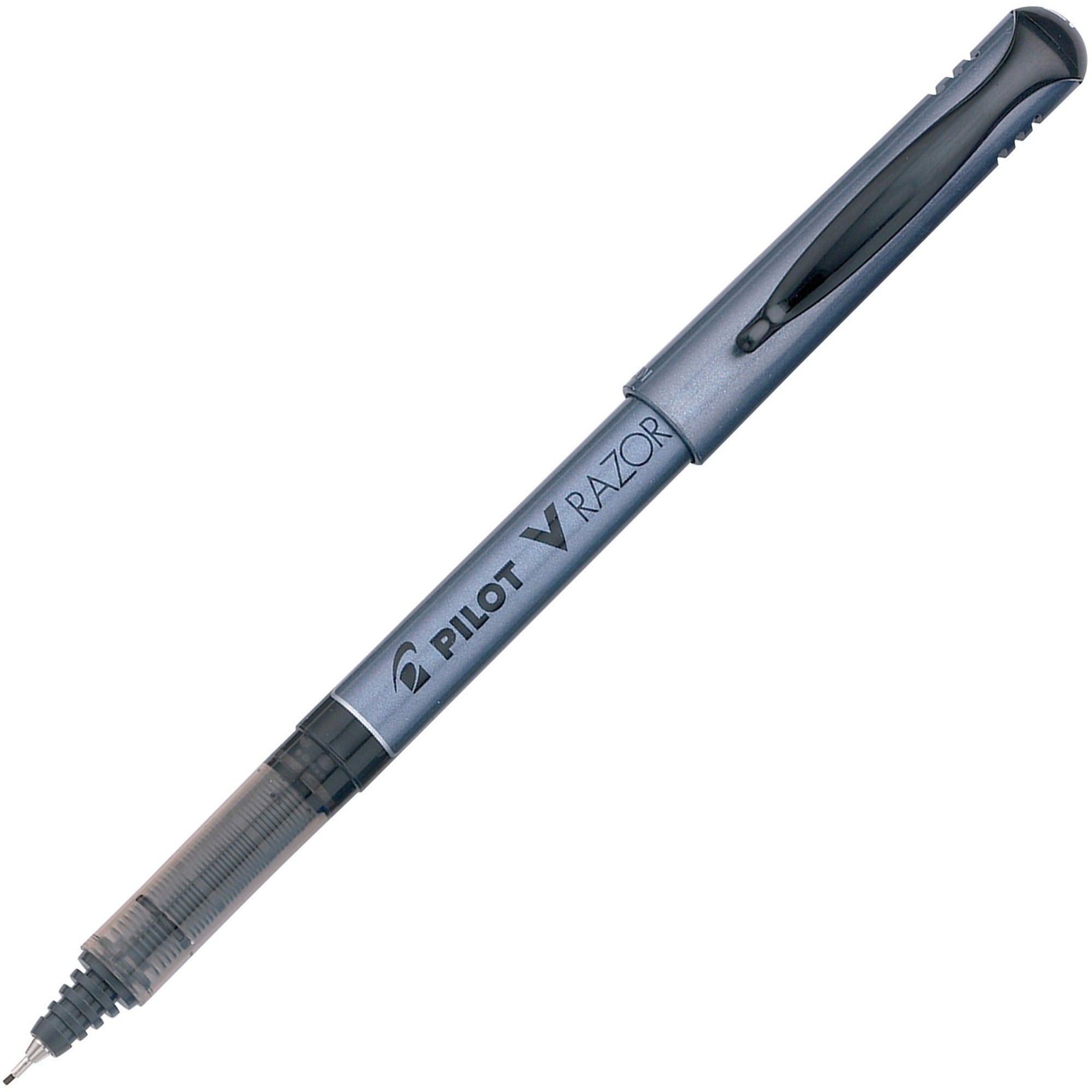 Pilot Marker Pens - 0.5 mm Extra Fine Pen Point - Black Ink - Clear Plastic, Gray Barrel - Writing - 1 Dozen