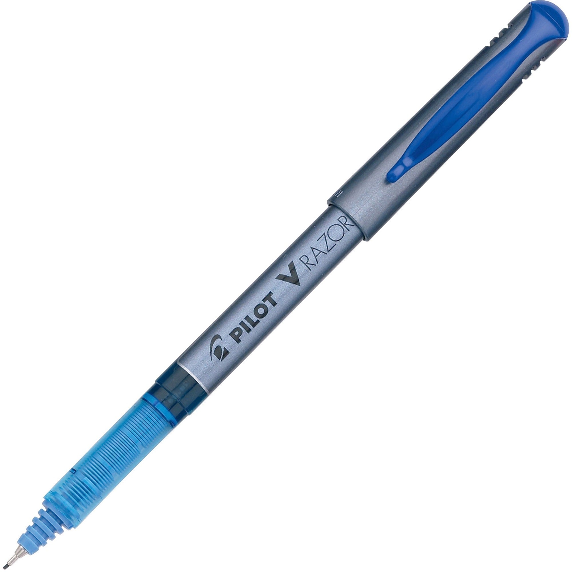 Pilot Marker Pens - 0.5 mm Extra Fine Pen Point - Blue Ink - Clear Plastic, Gray Barrel - Writing - 1 Dozen