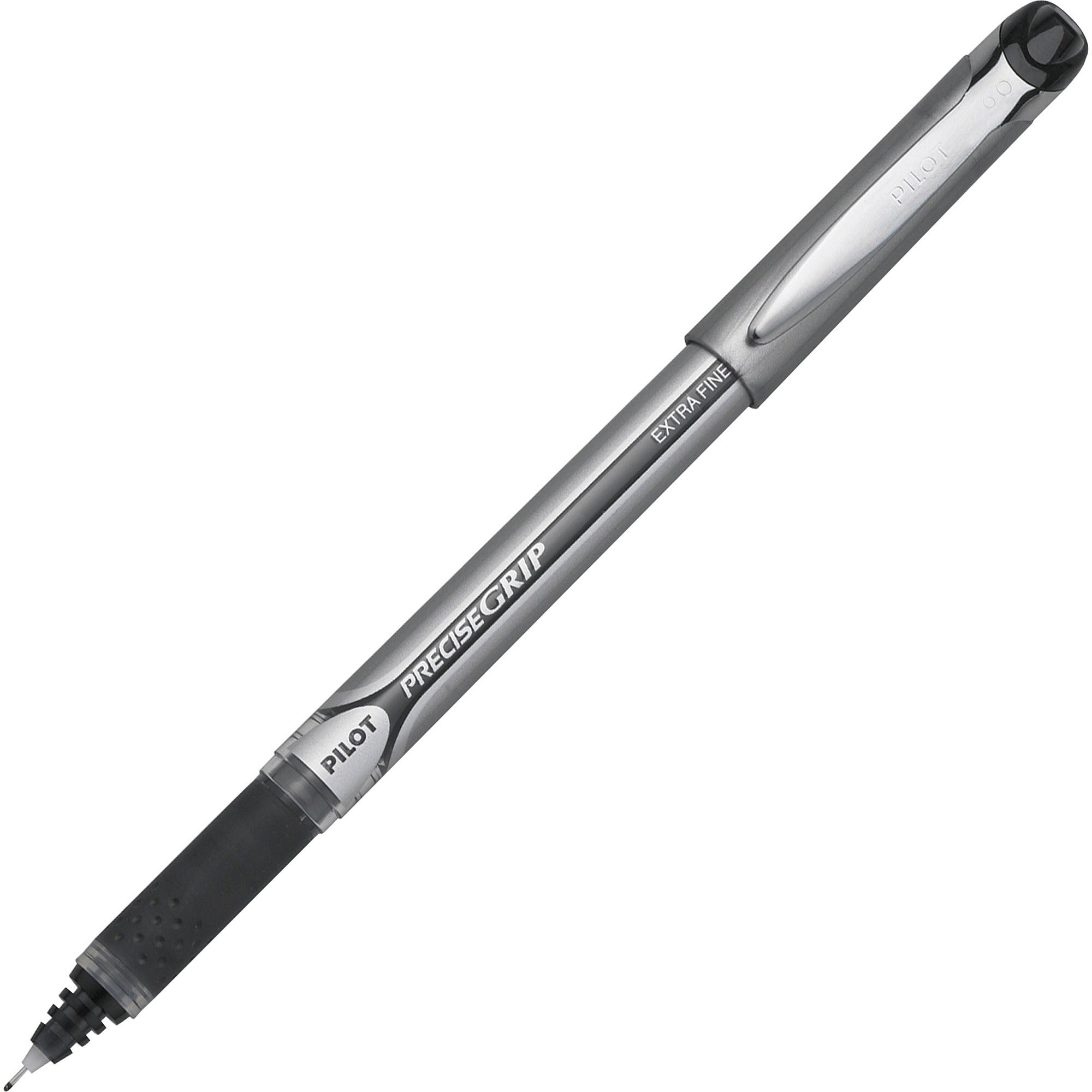 Pilot Extra-Fine Capped Rolling Ball Pens - 0.5 mm Extra Fine Pen Point - Black Ink - Black Barrel - 1 Dozen