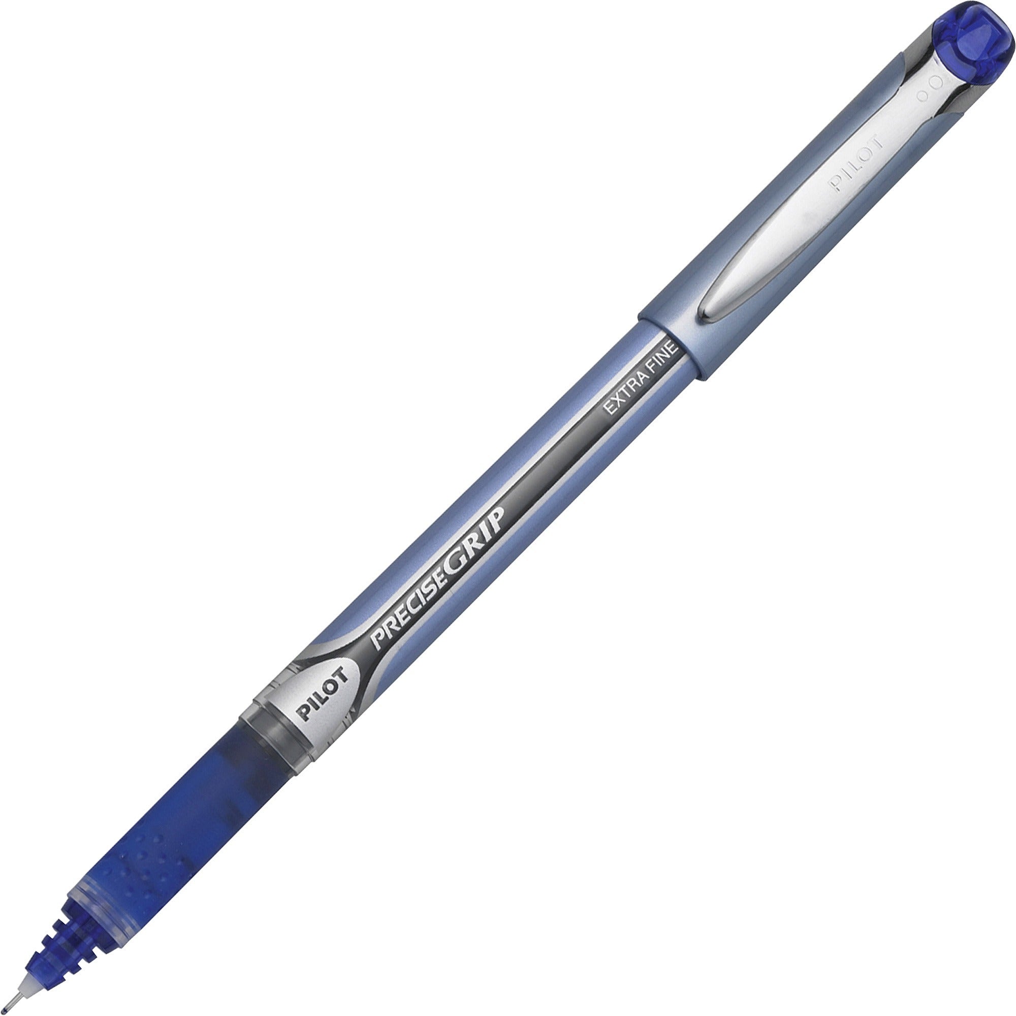 Pilot Extra-Fine Capped Rolling Ball Pens - 0.5 mm Extra Fine Pen Point - Blue Ink - Blue Barrel - 1 Dozen