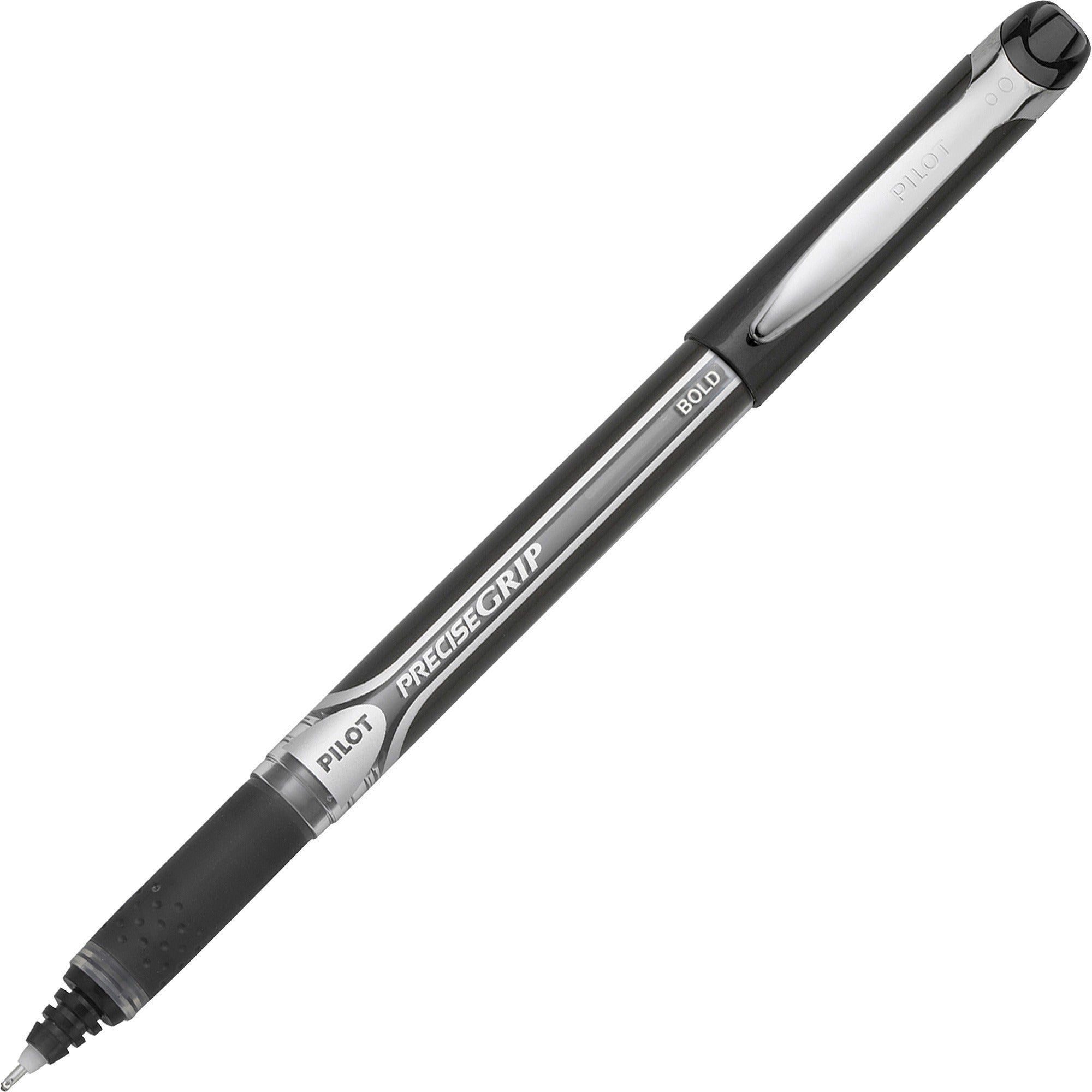 Pilot Bold Capped Rolling Ball Pens - 1 mm Bold Pen Point - Black Ink - Black Barrel - 1 Dozen