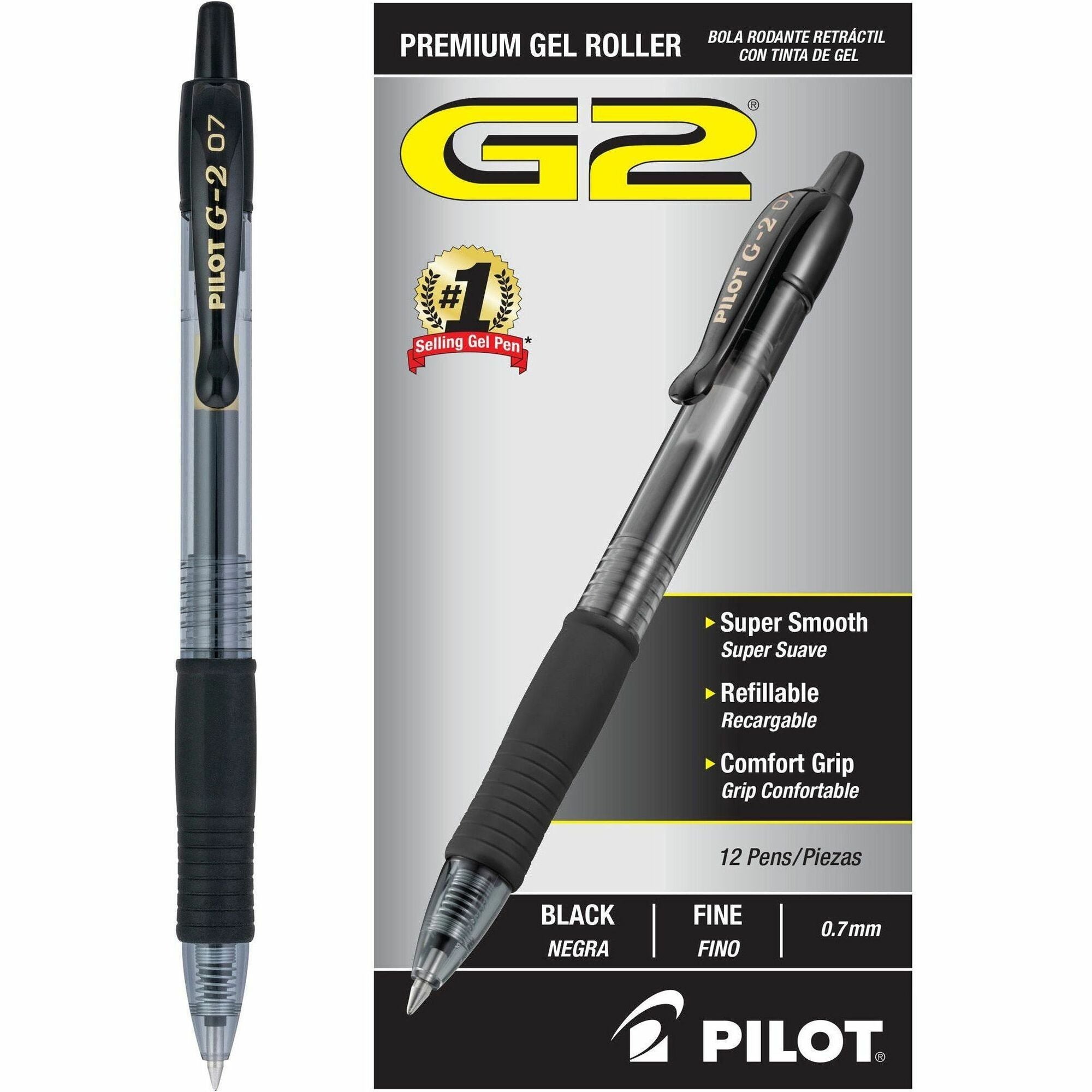 G2 Premium Gel Ink Retractable Pen - 0.7 mm Fine Pen Point - Refillable - Retractable - Black Ink - Gel-based - Clear Barrel - 1 Dozen