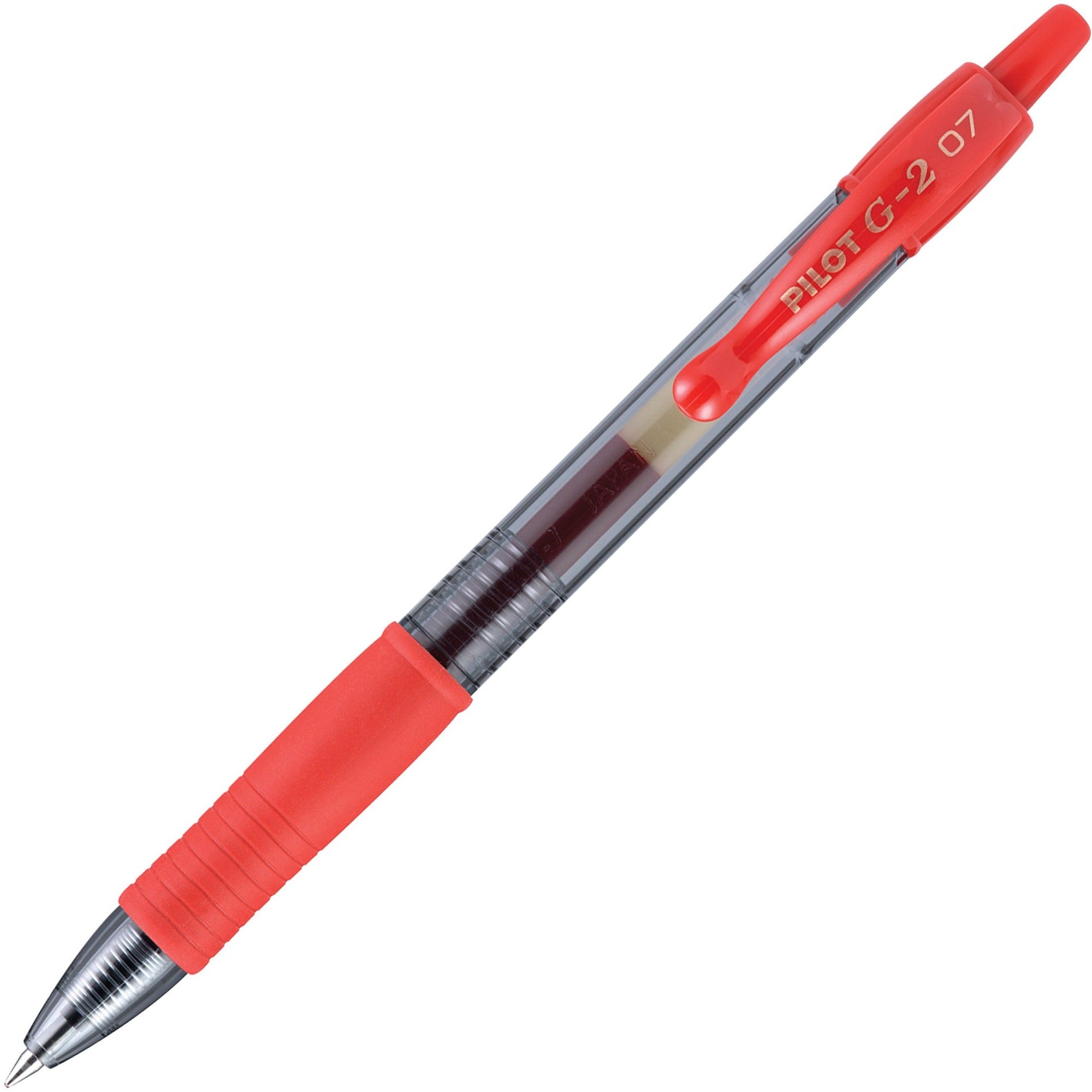 G2 Premium Gel Ink Retractable Pens - 0.7 mm Fine Pen Point - Refillable - Retractable - Red Ink - Gel-based - Clear Barrel - 1 Dozen
