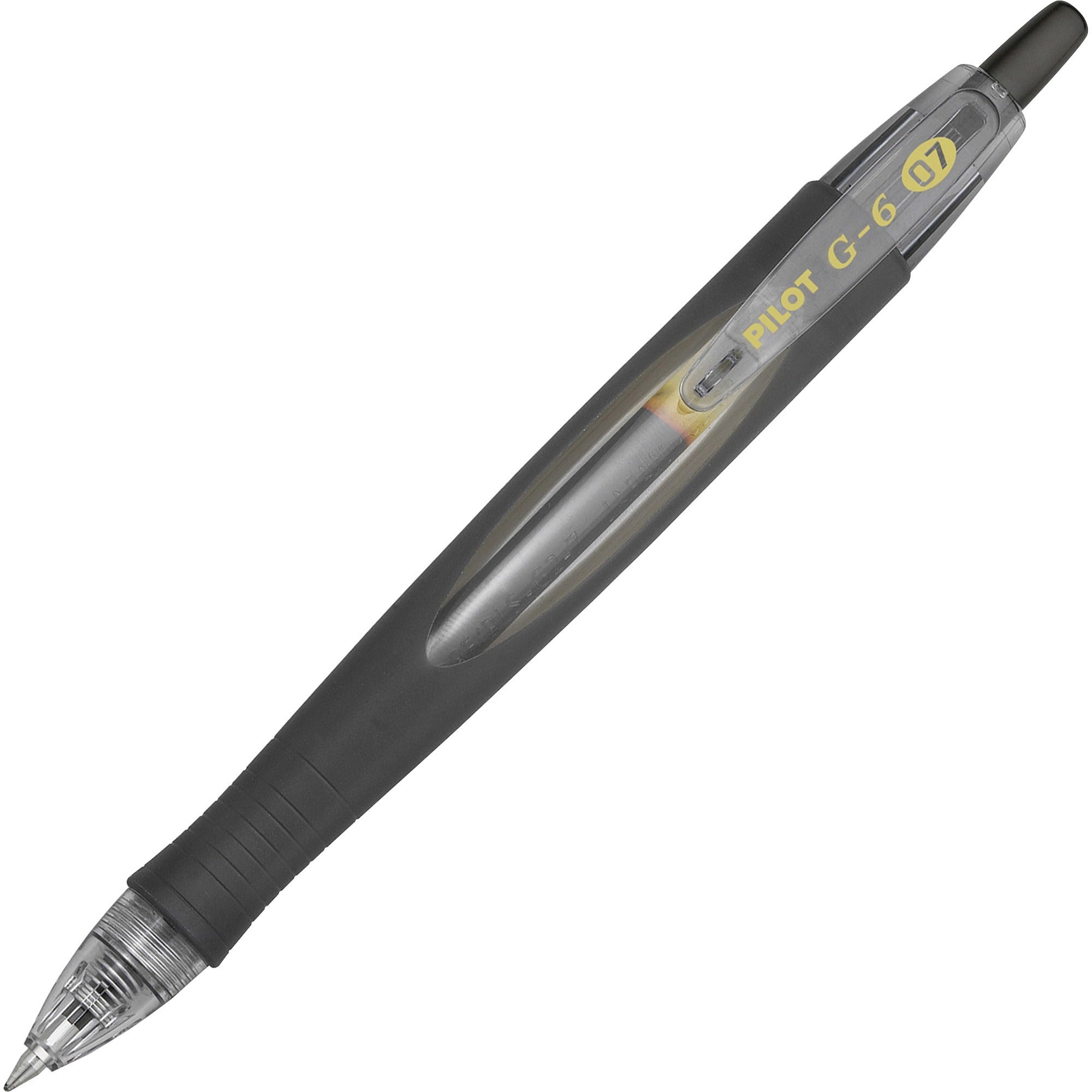 0.7 mm Fine Pen Point - Refillable - Retractable - Black Ink - Gel-based - Black Rubber Barrel - 1 Dozen