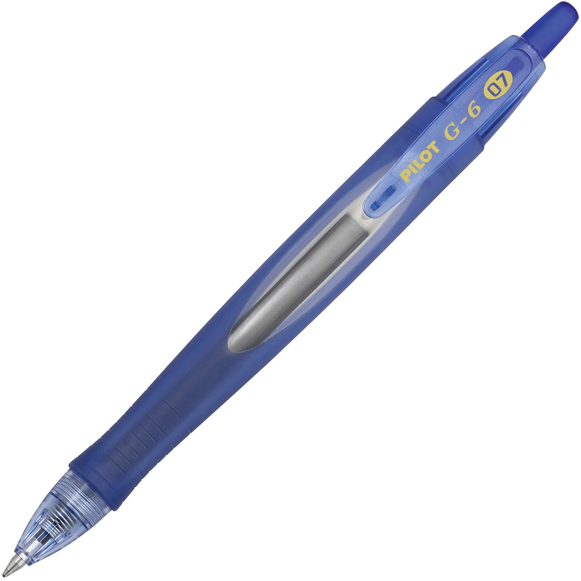 0.7 mm Fine Pen Point - Refillable - Retractable - Blue Ink - Gel-based - Blue Rubber Barrel - 1 Dozen