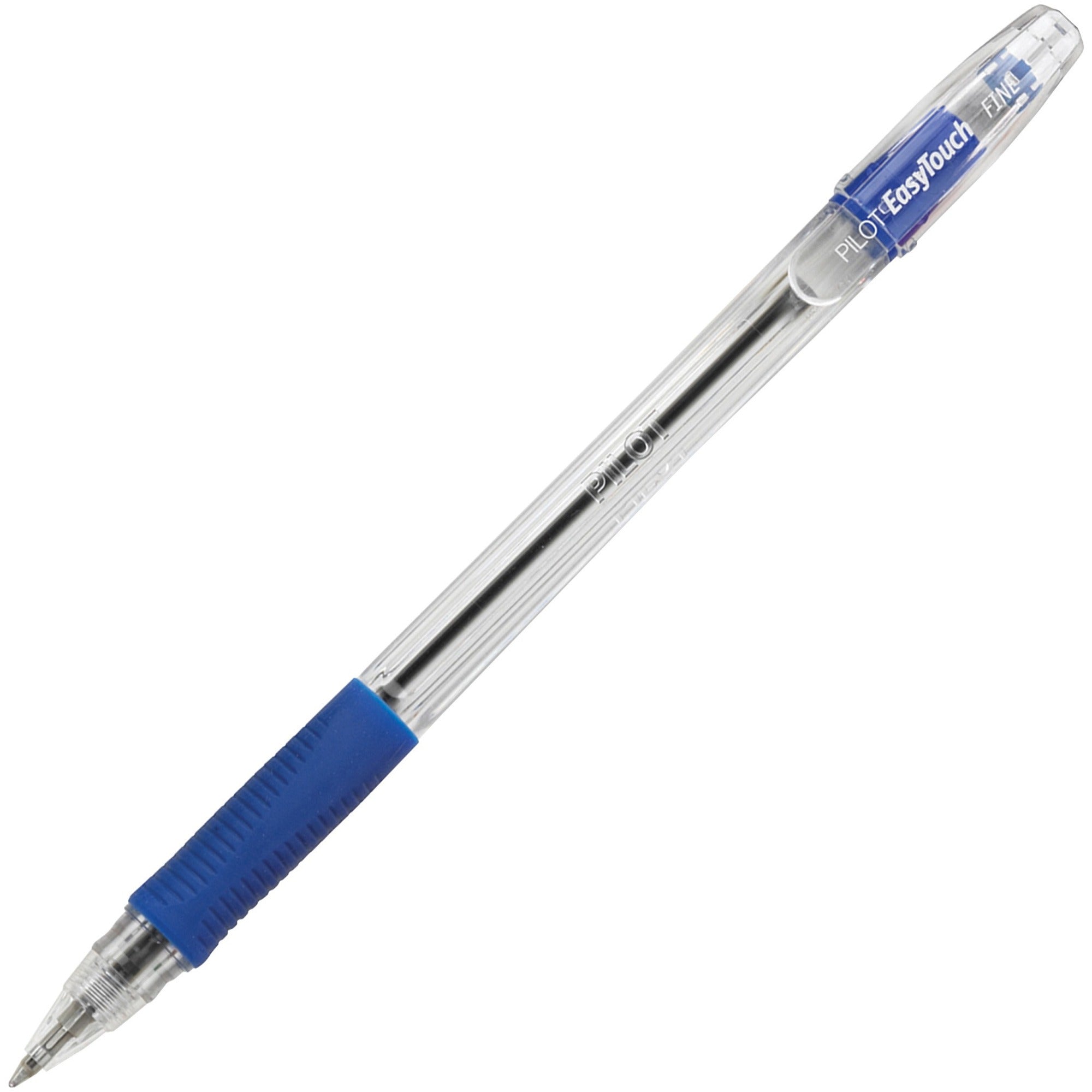 Pilot Ballpoint Pens - 0.7 mm Fine Pen Point - Refillable - Blue Ink - Oil Based - Clear Barrel - 1 Dozen