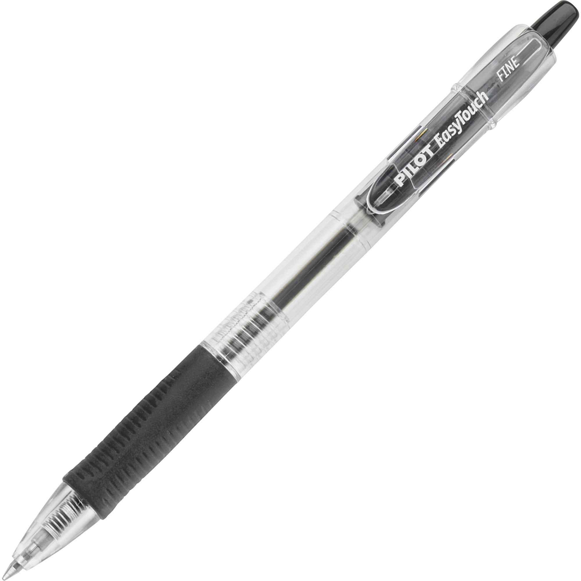 Pilot Retractable Ballpoint Pens - 0.7 mm Fine Pen Point - Refillable - Retractable - Black Ink - Clear Barrel - 1 Dozen