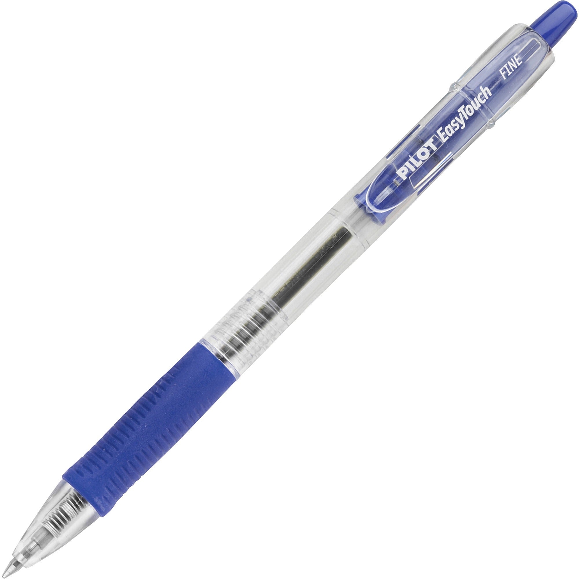 Pilot Retractable Ballpoint Pens - 0.7 mm Fine Pen Point - Refillable - Retractable - Blue Ink - Clear Barrel - 1 Dozen