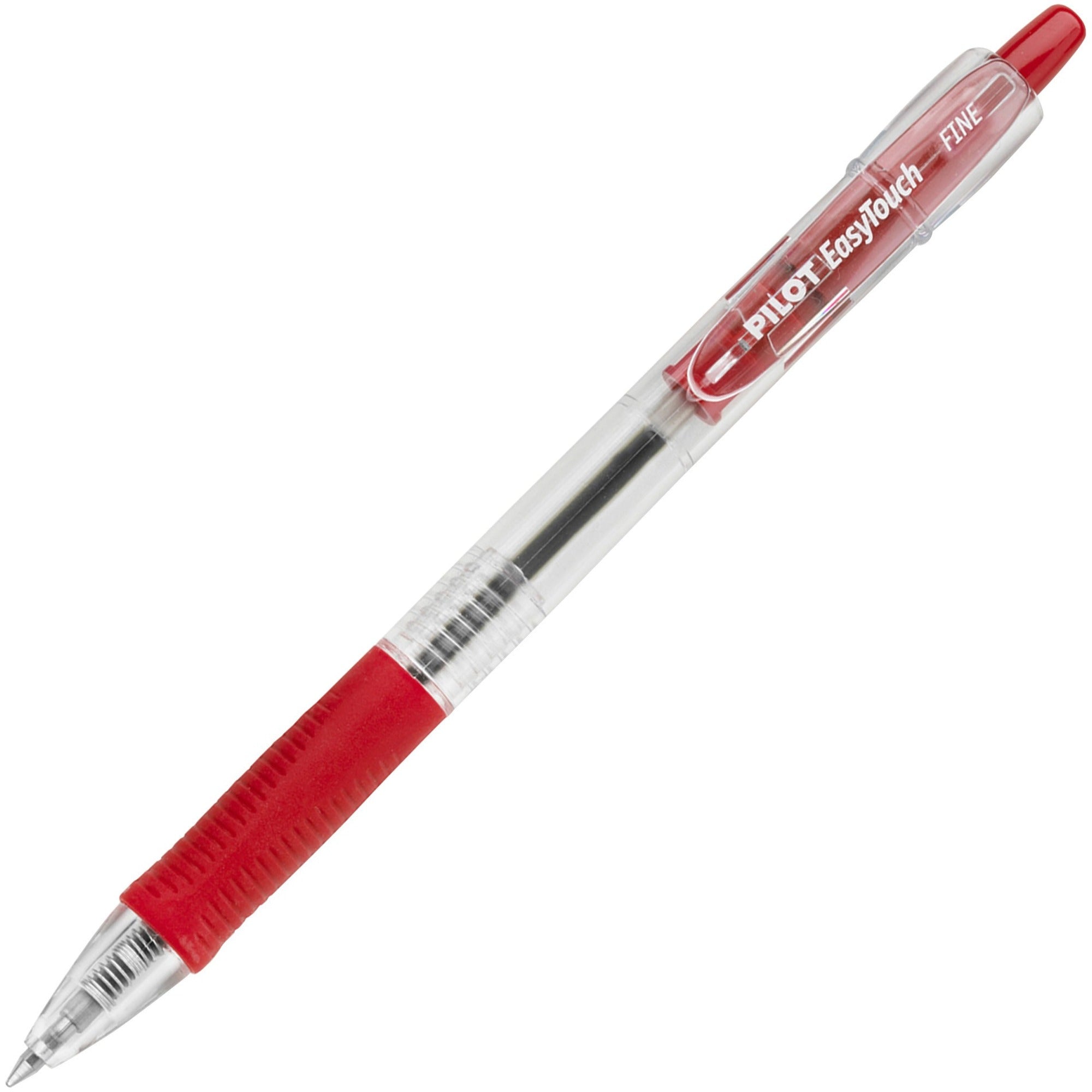 Pilot Retractable Ballpoint Pens - 0.7 mm Fine Pen Point - Refillable - Retractable - Red Ink - Clear Barrel - 1 Dozen