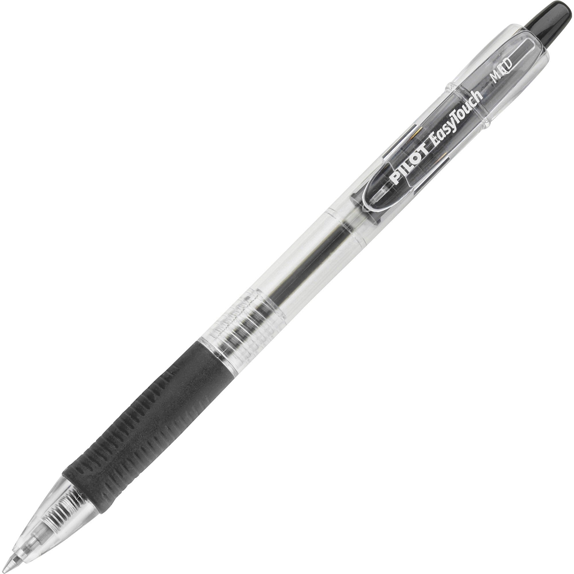 Pilot Retractable Ballpoint Pens - 1 mm Medium Pen Point - Refillable - Retractable - Black Ink - Clear Barrel - 1 Dozen