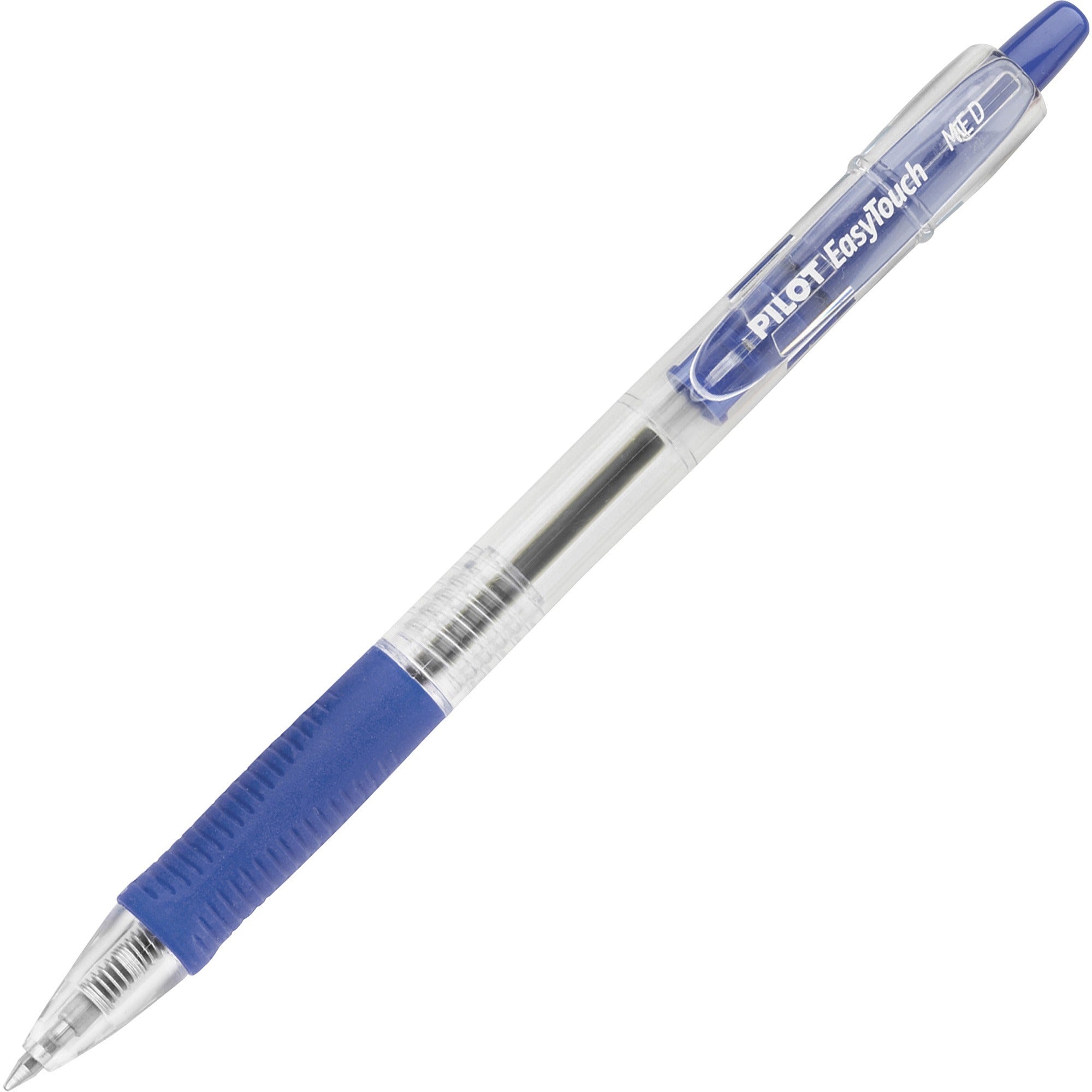 Pilot Retractable Ballpoint Pens - 1 mm Medium Pen Point - Refillable - Retractable - Blue Ink - Clear Barrel - 1 Dozen