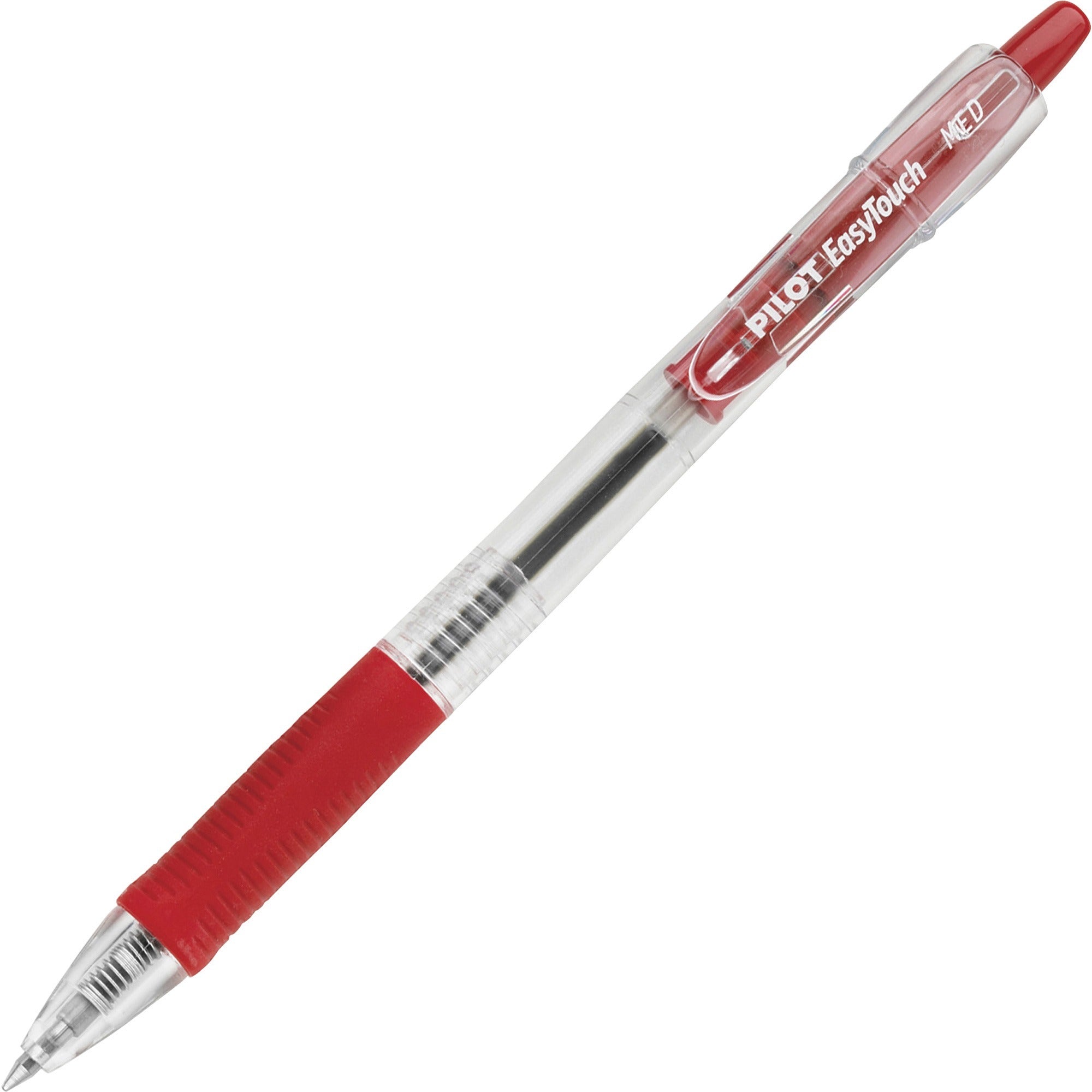Pilot Retractable Ballpoint Pens - 1 mm Medium Pen Point - Refillable - Retractable - Red Ink - Clear Barrel - 1 Dozen