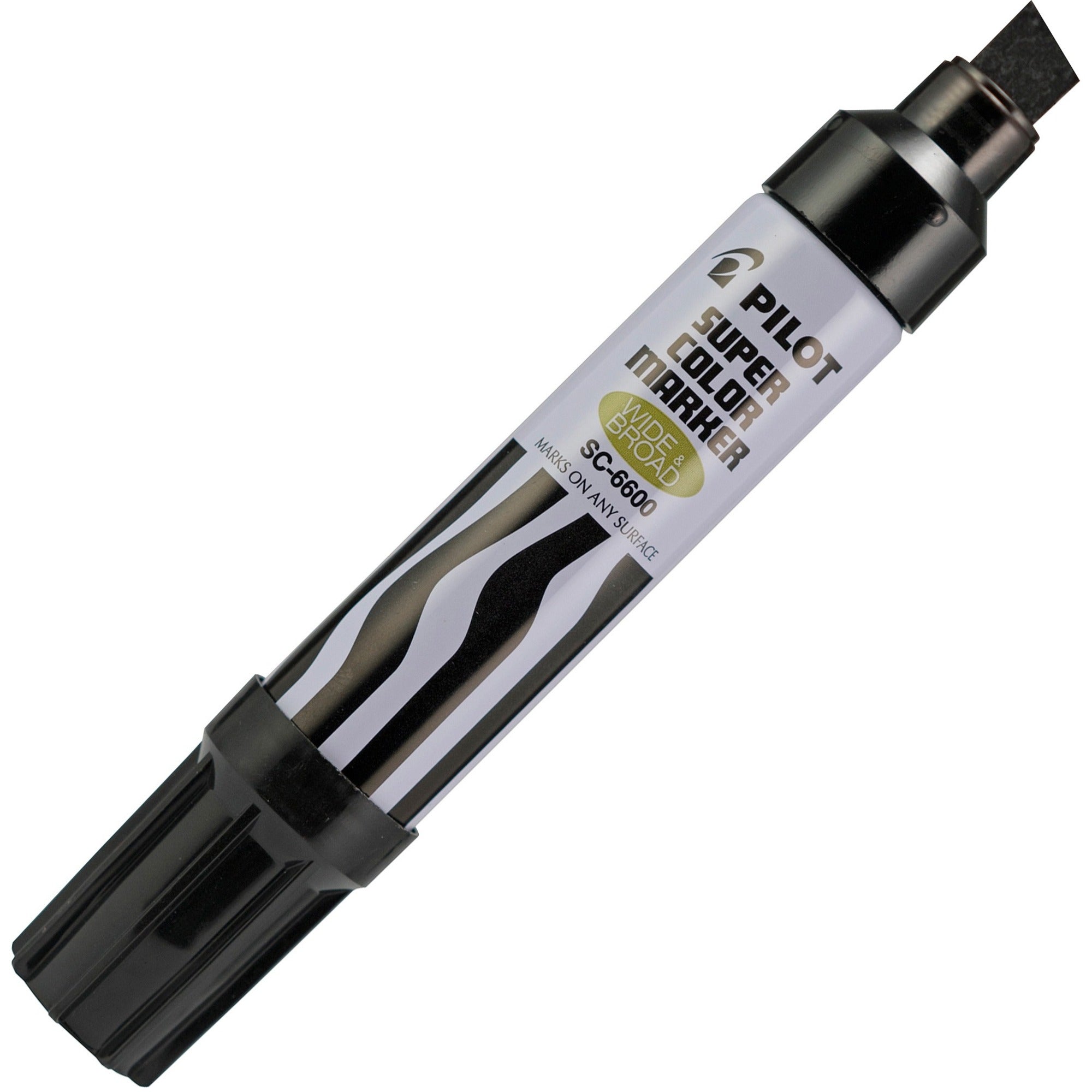 Chisel Marker Point - Refillable - Black Ink - White, Black Barrel - 1 Each
