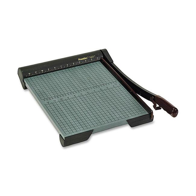 Premier Heavy-Duty Wood Series Paper Trimmers - 20 Sheet Cutting Capacity - 1 Steel Blade - 15" Cutting Length - 4.3" Height x 17" Width x 24" Depth - Non-skid Rubber Feet, Heavy Duty, Locking Blade - Wood, Steel - Green - 1 Each