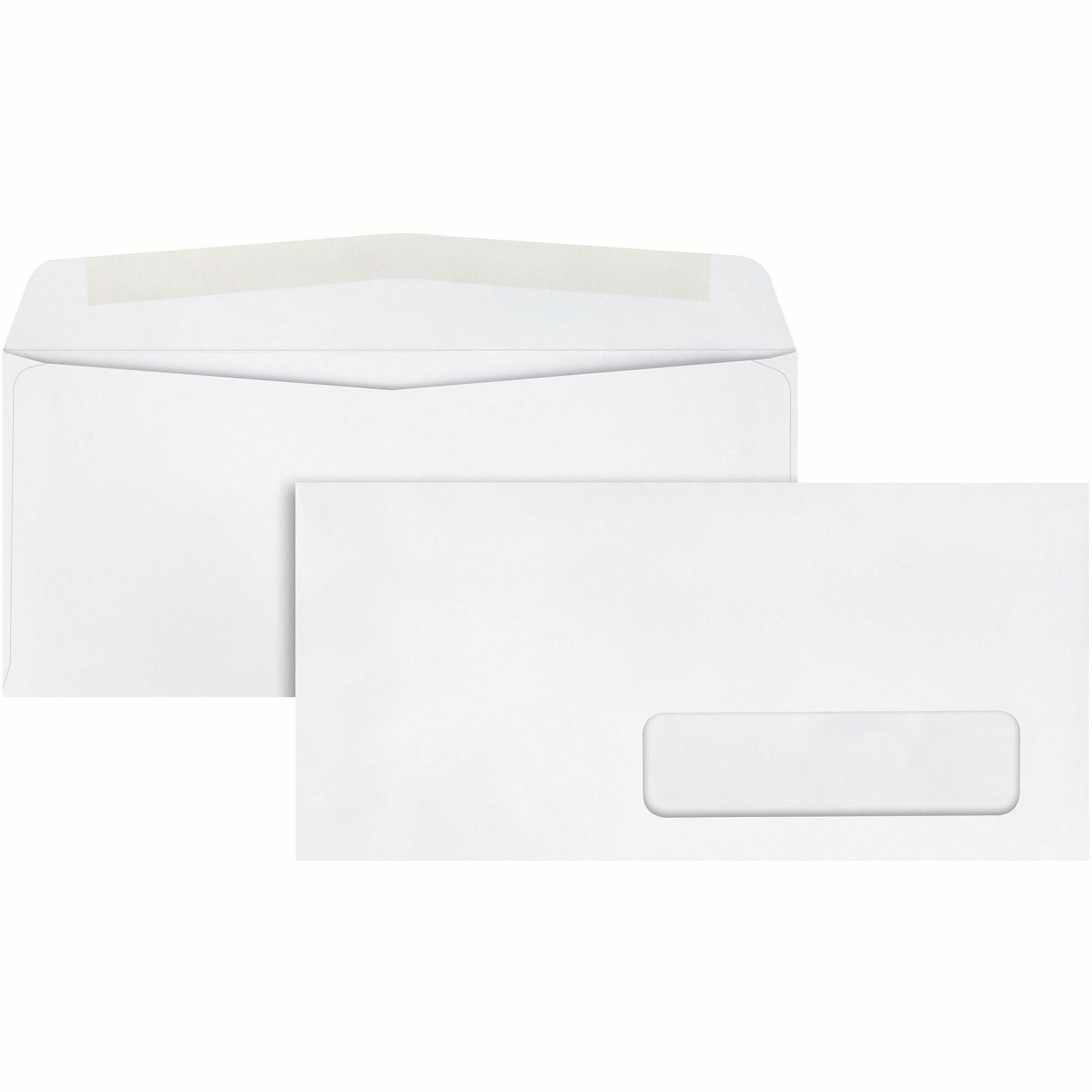 Single Window - #10 - 4 1/8" Width x 9 1/2" Length - 24 lb - Adhesive - White - Wove - 500 / Box