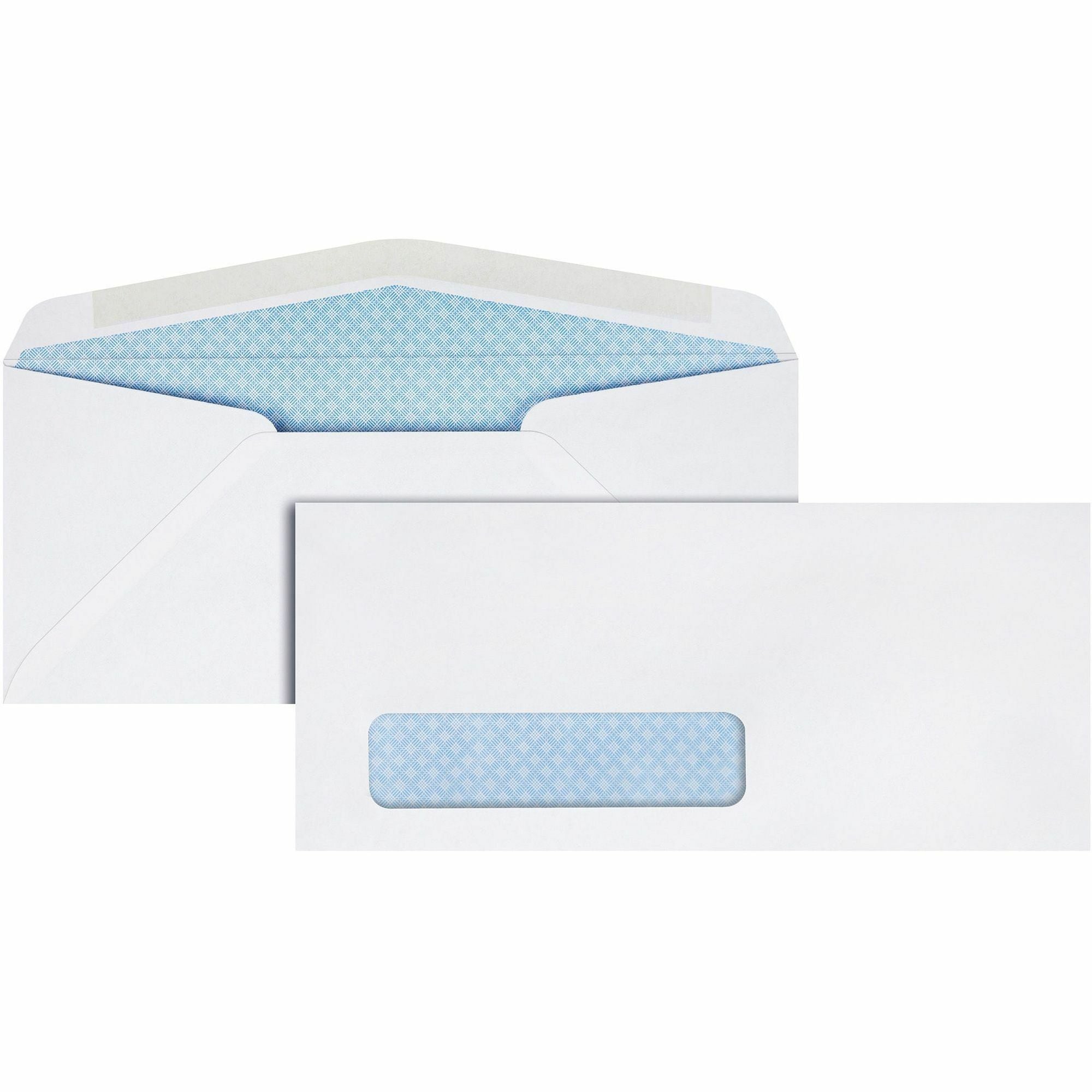 Single Window - #10 - 4 1/8" Width x 9 1/2" Length - 24 lb - Adhesive - White - Wove - 500 / Box