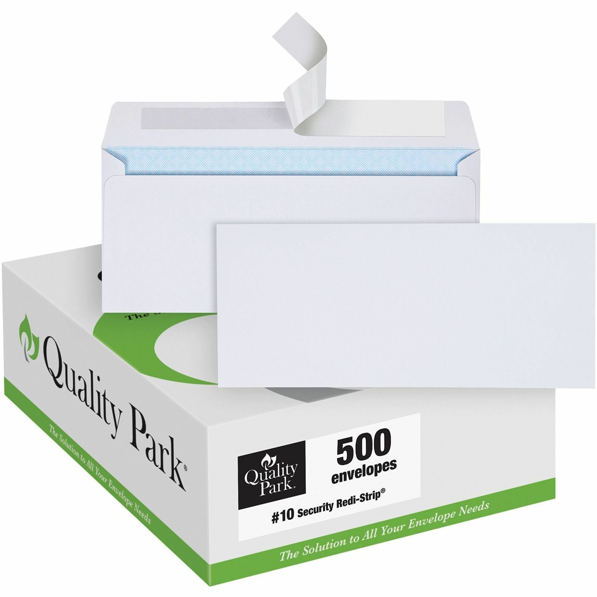Security - #10 - 4 1/8" Width x 9 1/2" Length - 24 lb - Self-sealing - White - Wove - 500 / Box