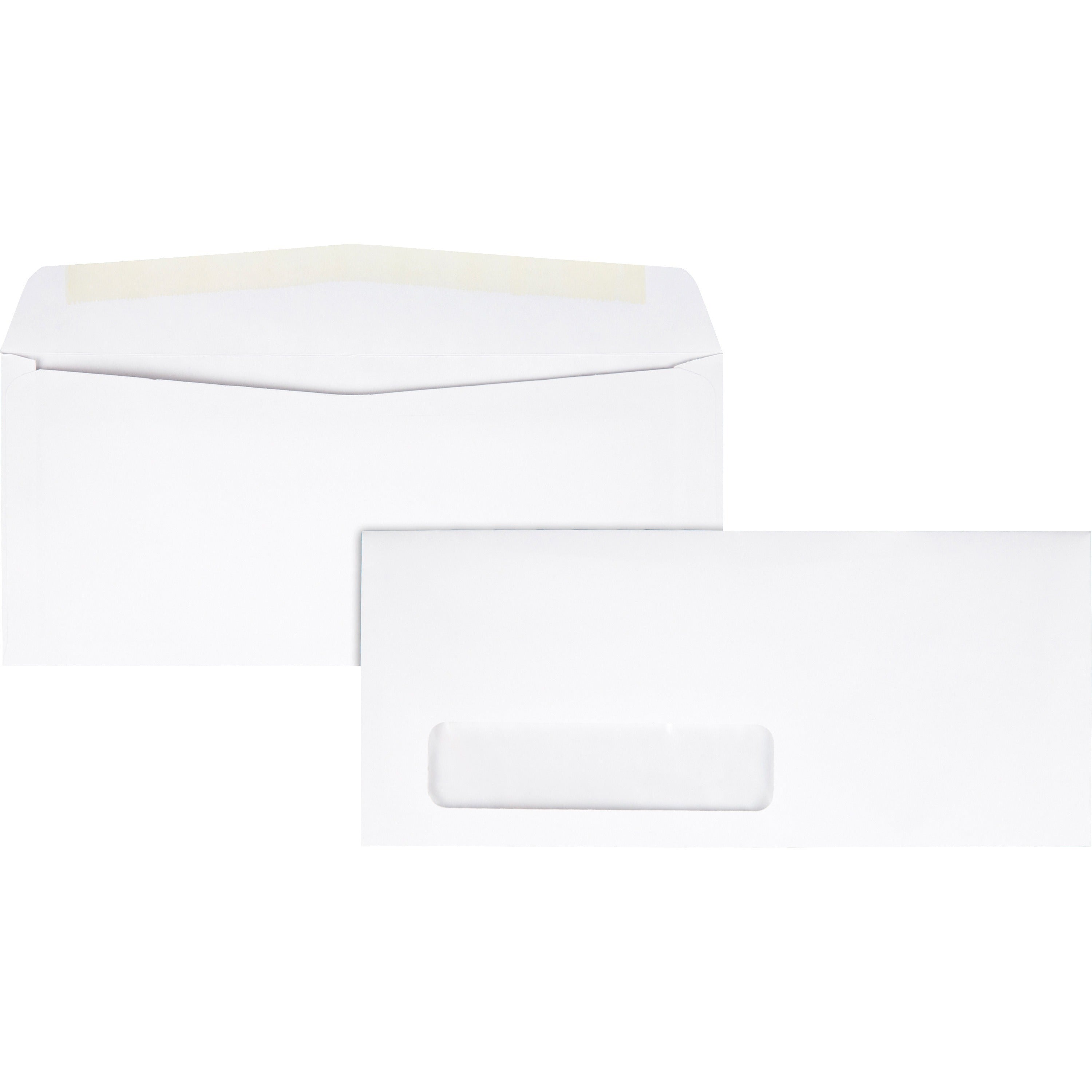 Single Window - #10 - 4 1/8" Width x 9 1/2" Length - 24 lb - Adhesive - White - Wove - 500 / Box
