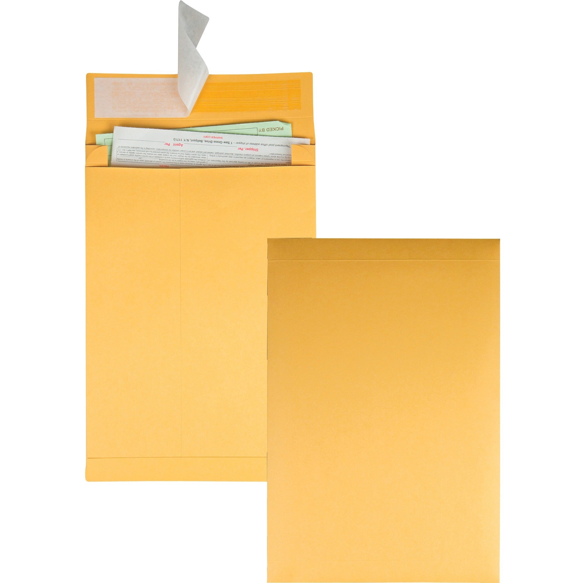 Expansion - 10" Width x 13" Length - 2" Gusset - 40 lb - Self-sealing - Kraft - Kraft - 25 / Pack