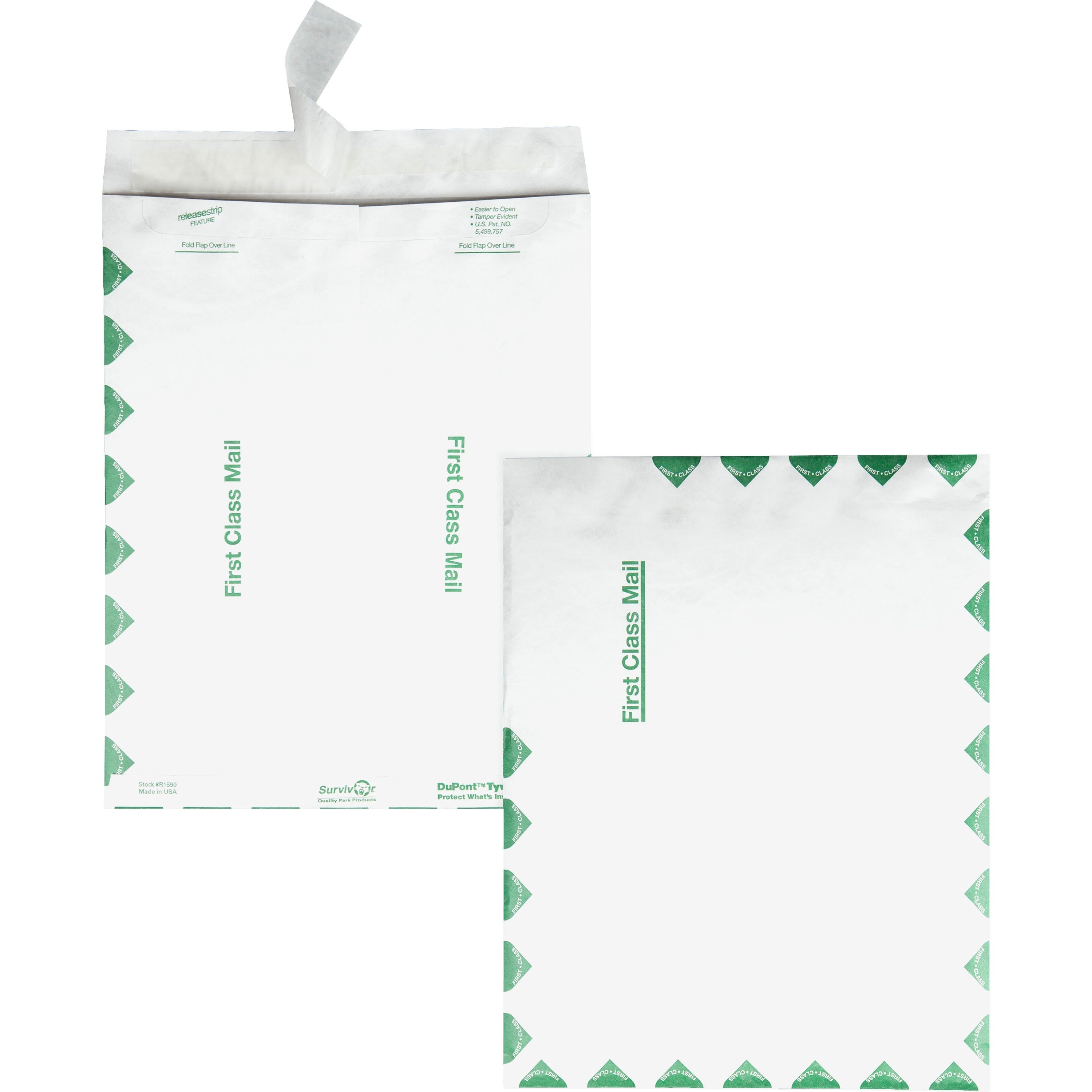First Class Mail - #1 - 6" Width x 9" Length - 14 lb - Peel & Seal - White - Tyvek - 100 / Box