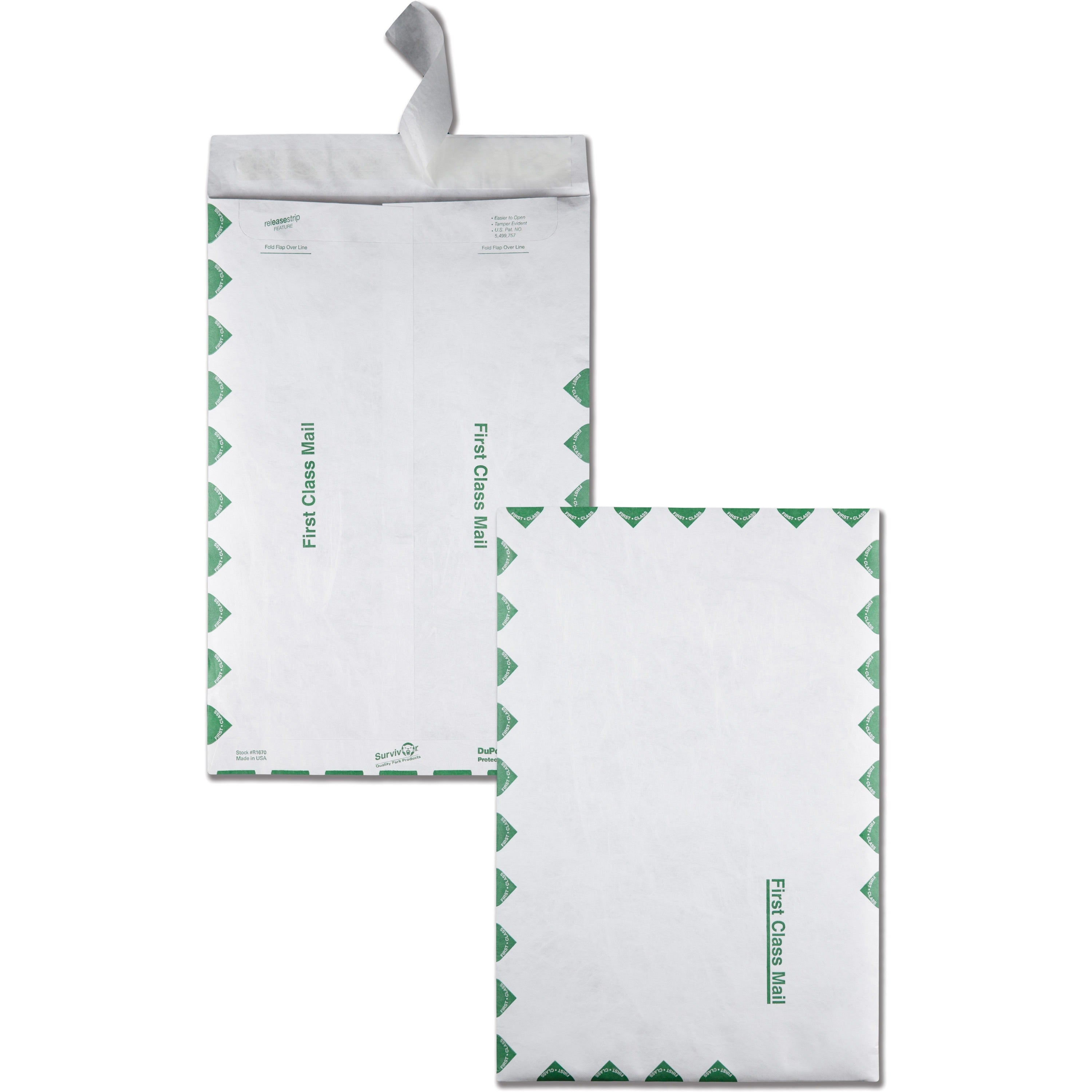 First Class Mail - 10" Width x 15" Length - 14 lb - Peel & Seal - White - Tyvek - 100 / Box