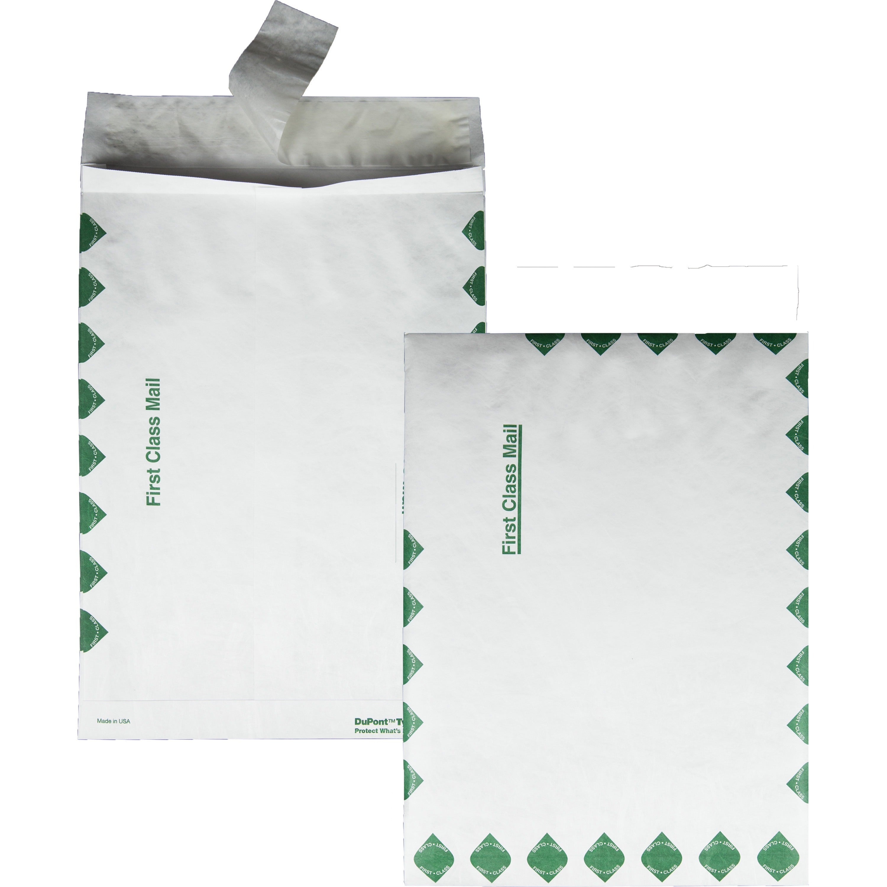 First Class Mail - 10" Width x 13" Length - 1 1/2" Gusset - 18 lb - Peel & Seal - White - Tyvek - 100 / Carton