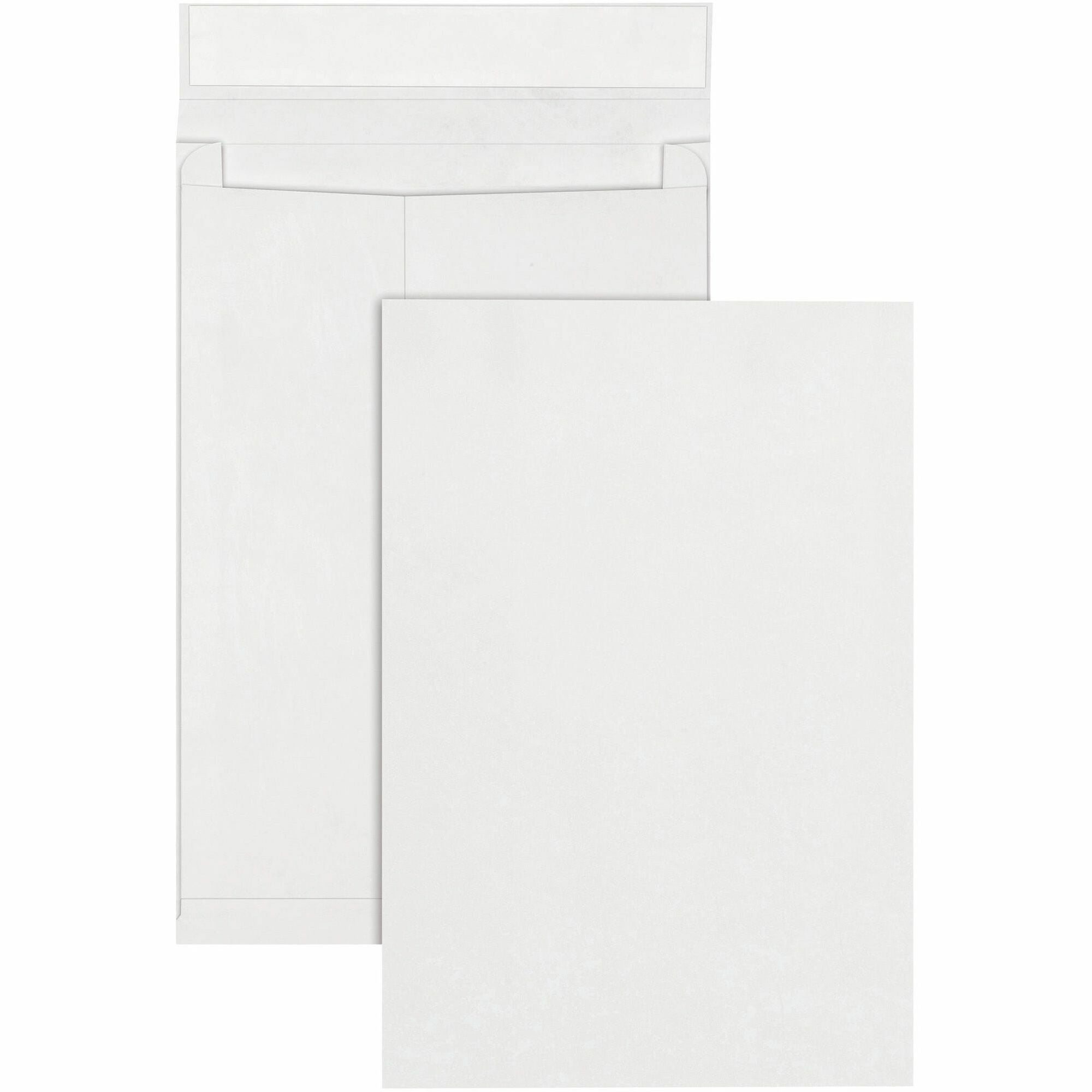 Survivor&reg; 12 x 16 x 2 DuPont Tyvek Expansion Mailers with Self-Seal Closure - Expansion - 12" Width x 16" Length - 2" Gusset - 14 lb - Peel & Seal - White - Tyvek - 25 / Box