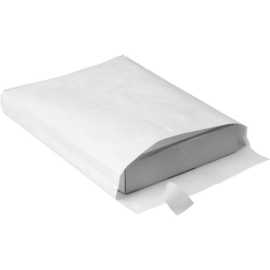 Survivor&reg; 12 x 16 x 2 DuPont Tyvek Expansion Mailers with Self-Seal Closure - Expansion - 12" Width x 16" Length - 2" Gusset - 14 lb - Peel & Seal - White - Tyvek - 25 / Box