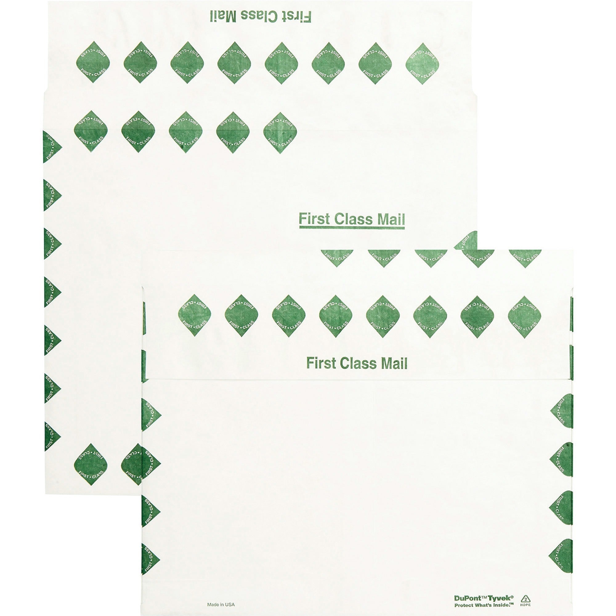 Survivor&reg; 10 x 13 x 2 DuPont Tyvek Expansion First Class Border Mailers - First Class Mail - 10" Width x 13" Length - 2" Gusset - 18 lb - Peel & Seal - White - Tyvek - 100 / Carton