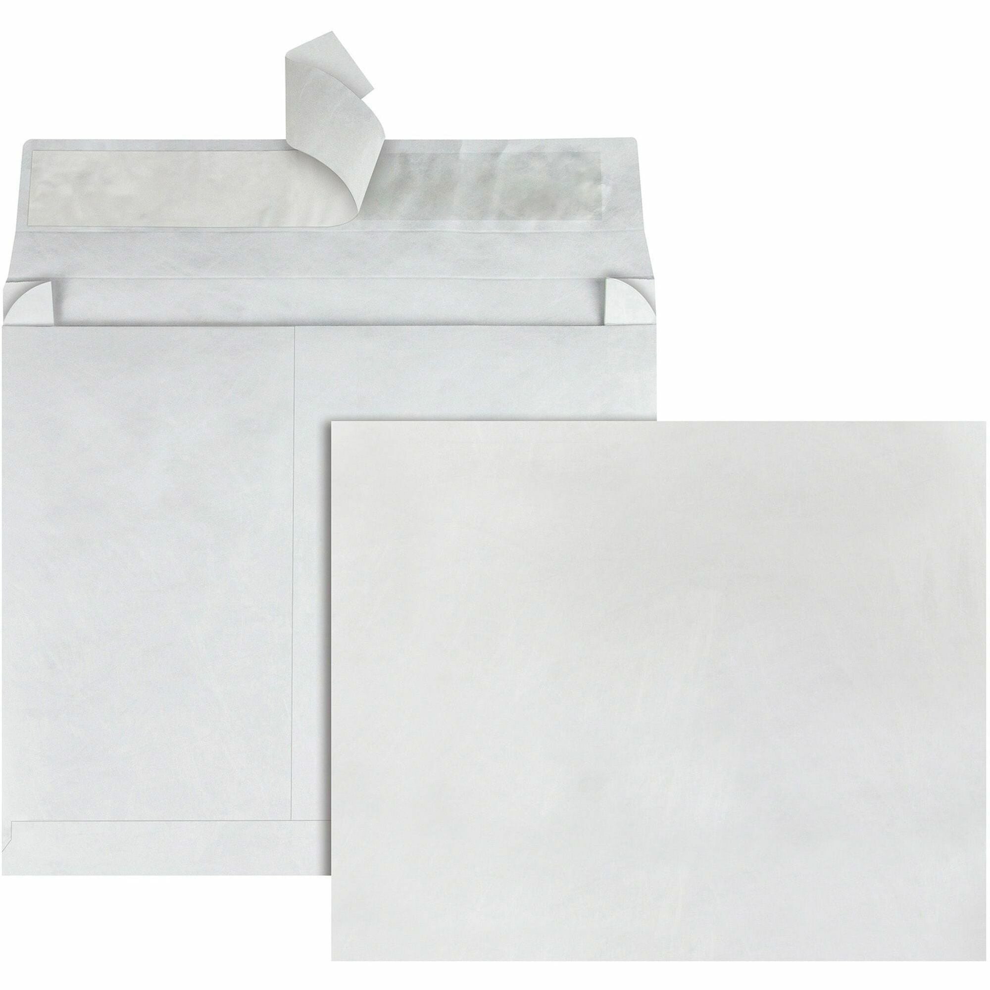 Expansion - 10" Width x 15" Length - 2" Gusset - 18 lb - Peel & Seal - White - Tyvek - 100 / Carton