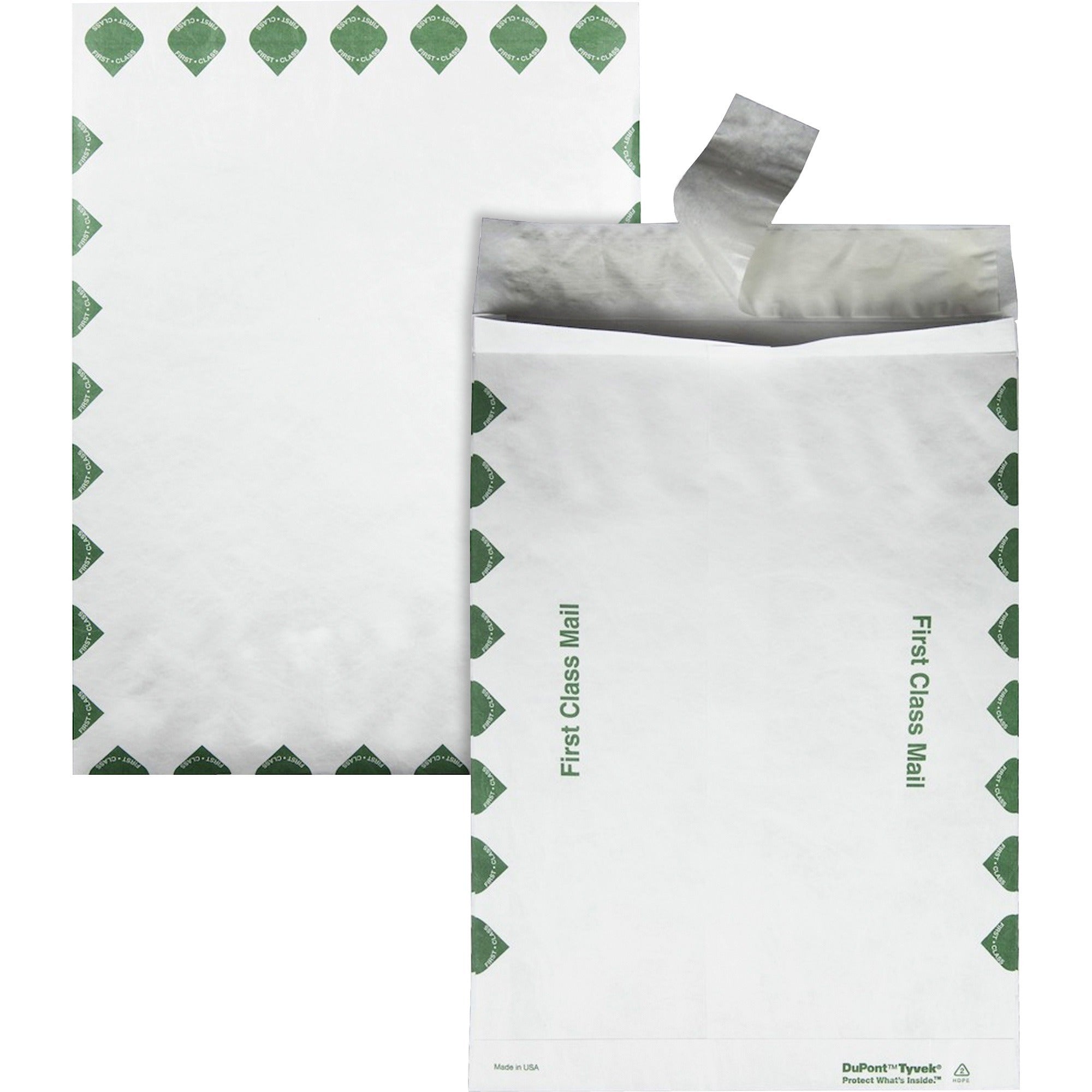 First Class Mail - 10" Width x 13" Length - 1 1/2" Gusset - 14 lb - Peel & Seal - White - Tyvek - 100 / Carton