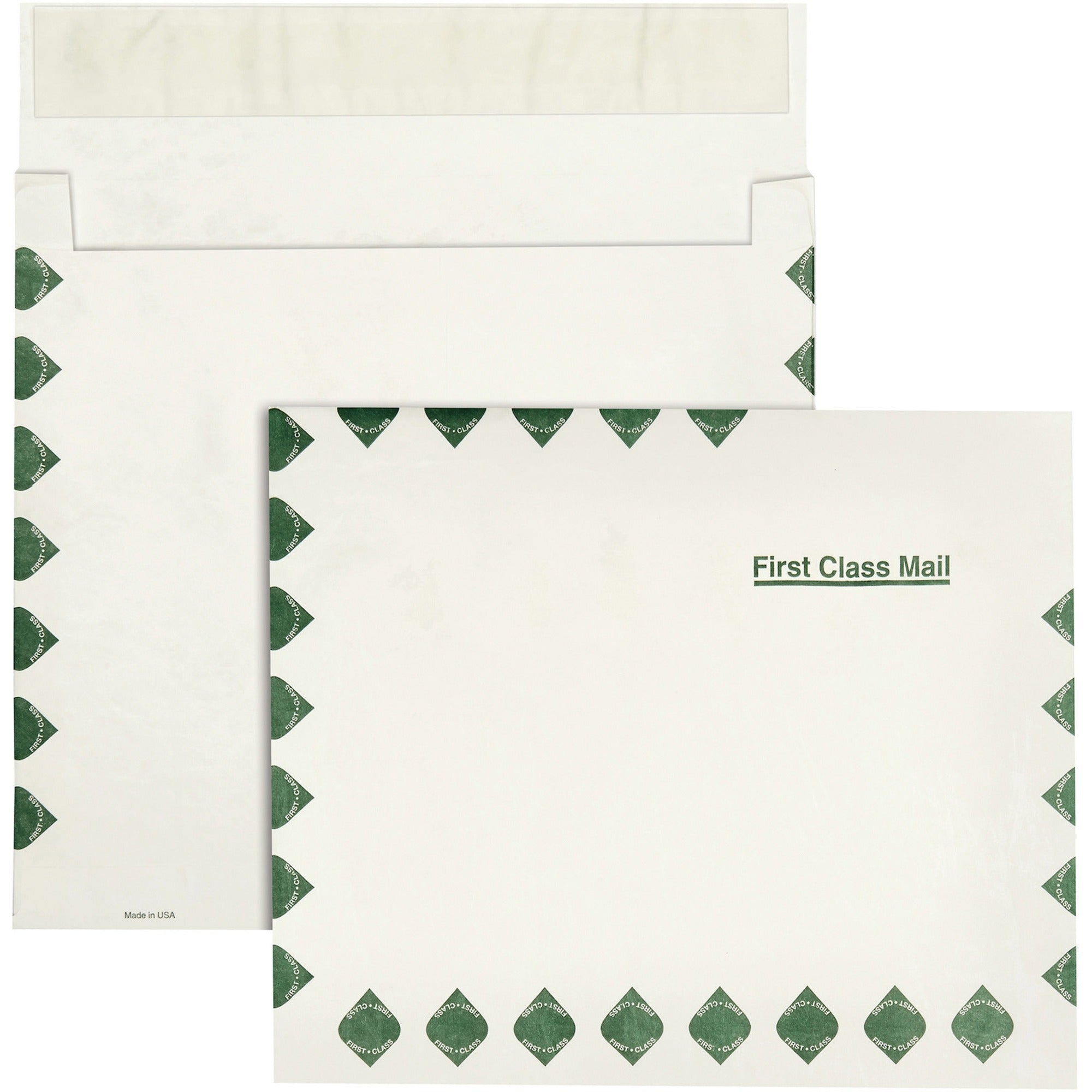 Survivor&reg; 10 x 13 x 2 DuPont Tyvek Expansion First Class Border Mailers - First Class Mail - 10" Width x 13" Length - 2" Gusset - 14 lb - Self-sealing - White - Tyvek - 100 / Carton
