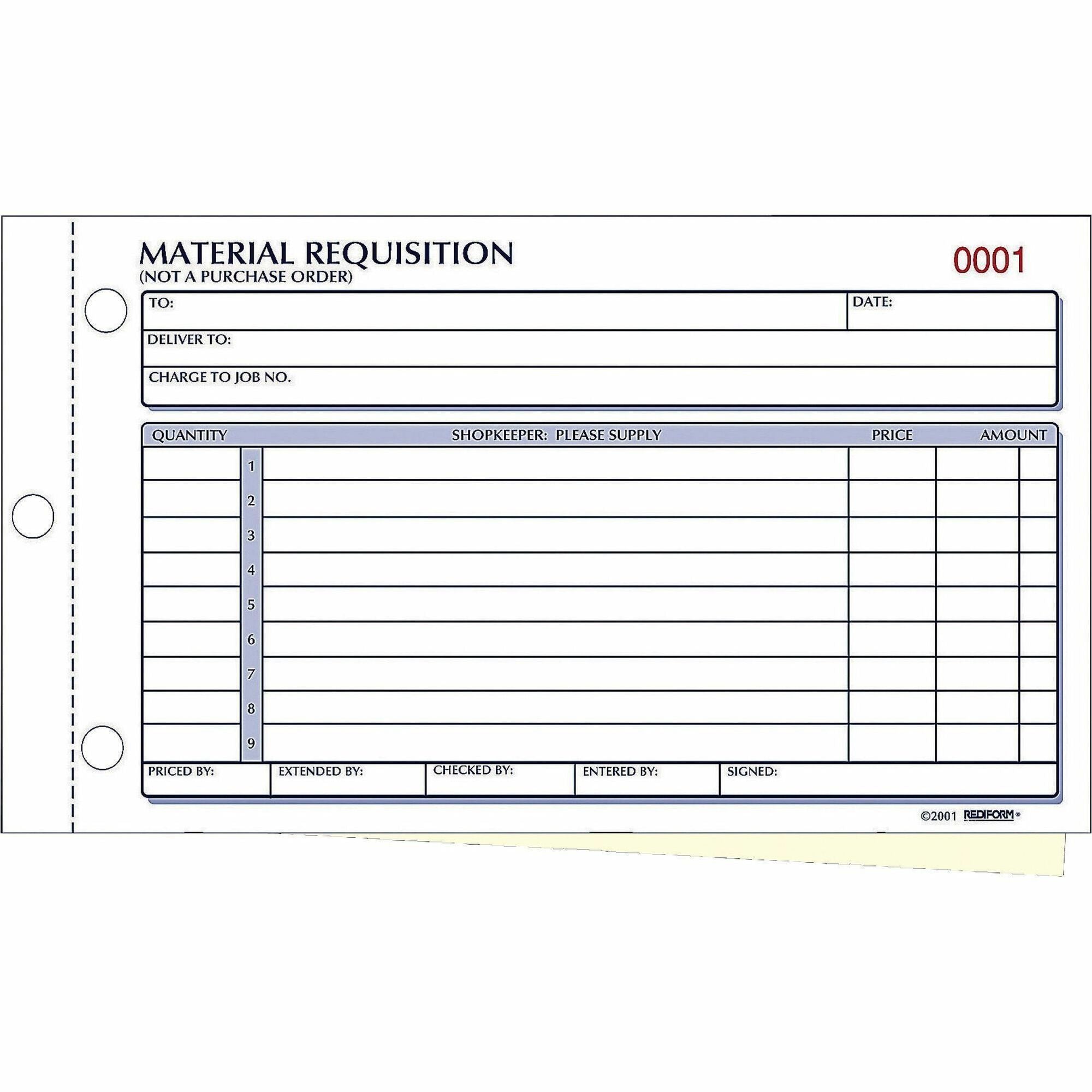 50 Sheet(s) - 2 Part - Carbonless Copy - 7.87" x 4.25" Sheet Size - White, Yellow - Black Print Color - 1 Each