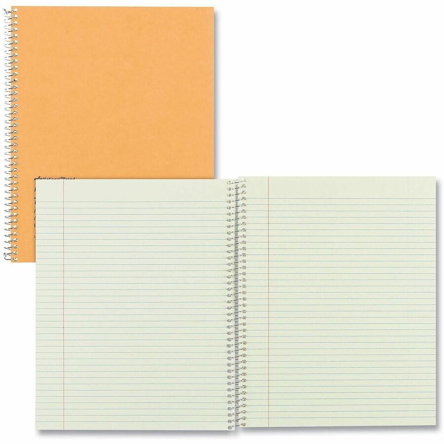 80 Sheets - Coilock - Ruled Red Margin - 16 lb Basis Weight - 8" x 10" Sheet Size - Green Paper - Brown Board Cover - Micro Perforated, Subject, Punched - 1 Each