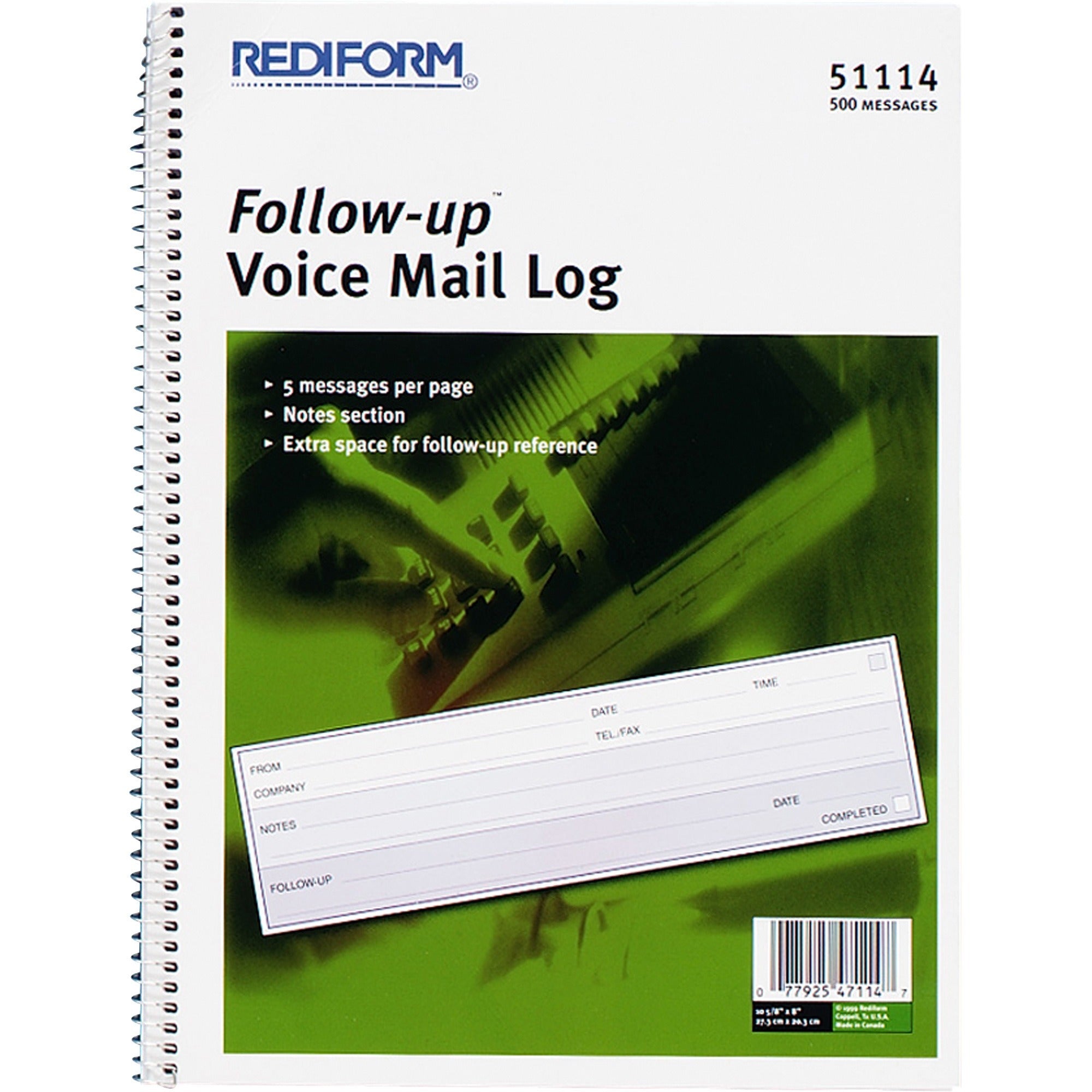 500 Sheet(s) - Wire Bound - 1 Part - 8" x 10.62" Sheet Size - White Sheet(s) - Blue Print Color - Recycled - 1 Each
