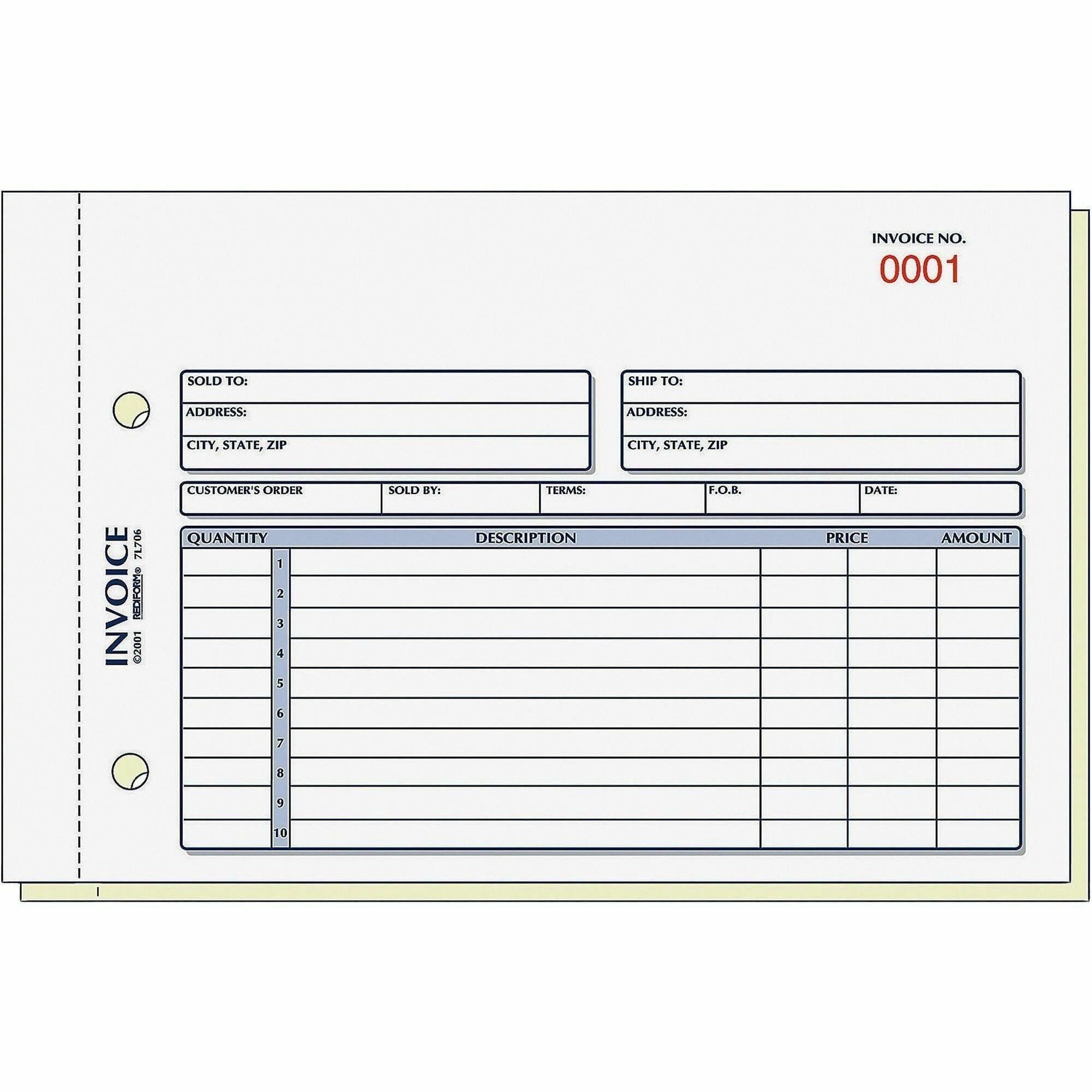 50 Sheet(s) - Stapled - 2 Part - Carbonless Copy - 7.87" x 5.50" Sheet Size - 2 x Holes - White, Yellow - Blue, Red Print Color - 1 Each