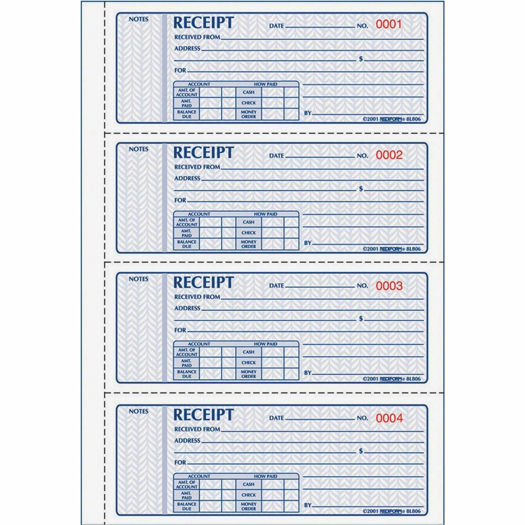 200 Sheet(s) - Book Bound - 2 Part - Carbonless Copy - 7" x 2.75" Sheet Size - Assorted Sheet(s) - 1 Each
