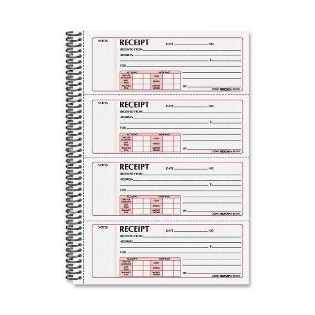 300 Sheet(s) - Wire Bound - 2 Part - Carbonless Copy - 7.62" x 11" Sheet Size - White - White Sheet(s) - Red Print Color - Blue Cover - 1 Each