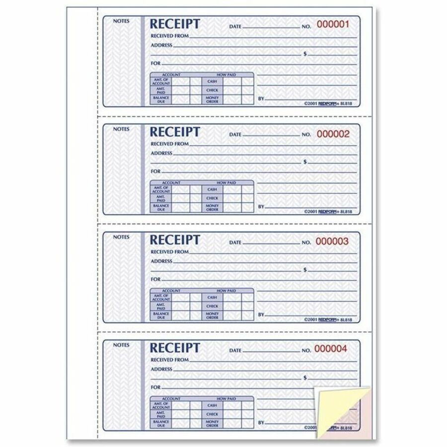 200 Sheet(s) - 3 Part - Carbonless Copy - 2.75" x 7" Form Size - White Sheet(s) - 1 Each