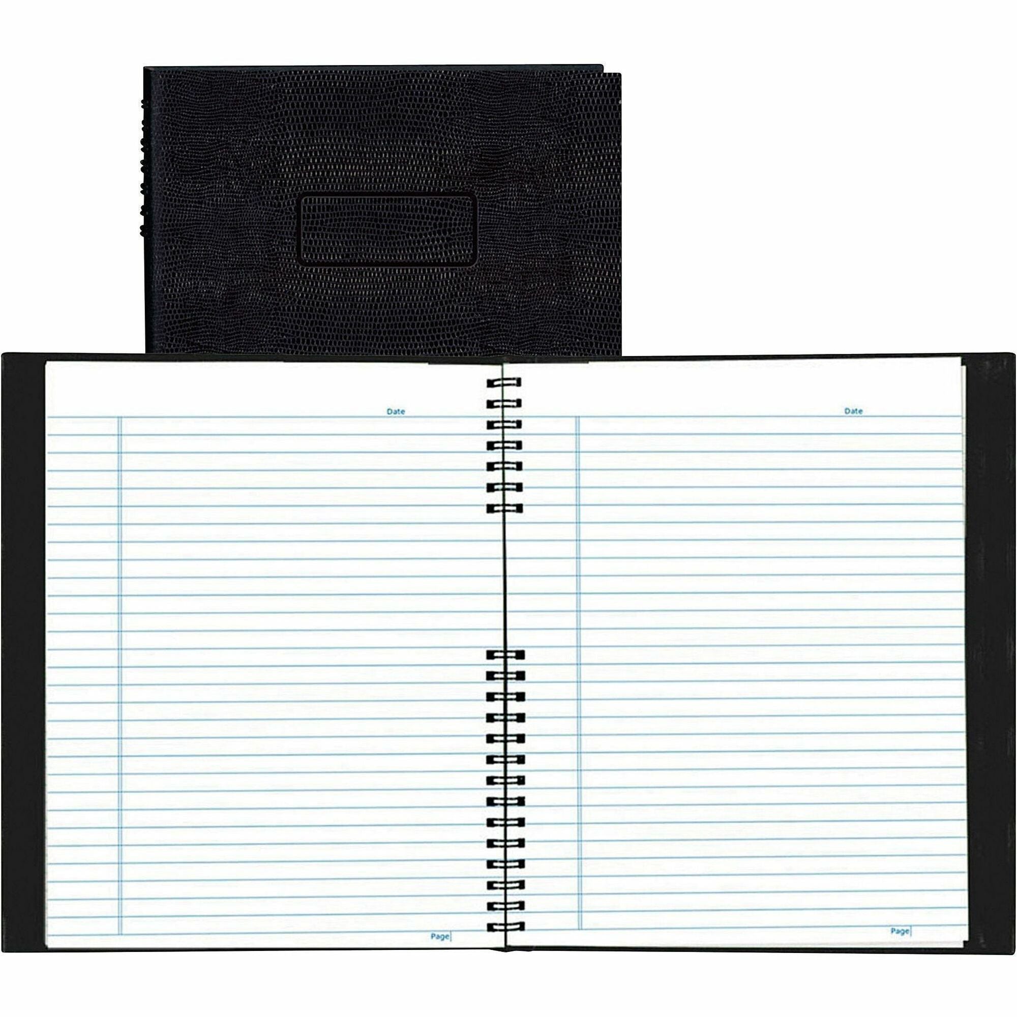 Rediform NotePro Twin-Wire Composition Notebook, Letter Size, 200 Sheets, 8.5" x 11", White Paper, Black Lizard Hard Cover, Micro Perforated, 1 Each