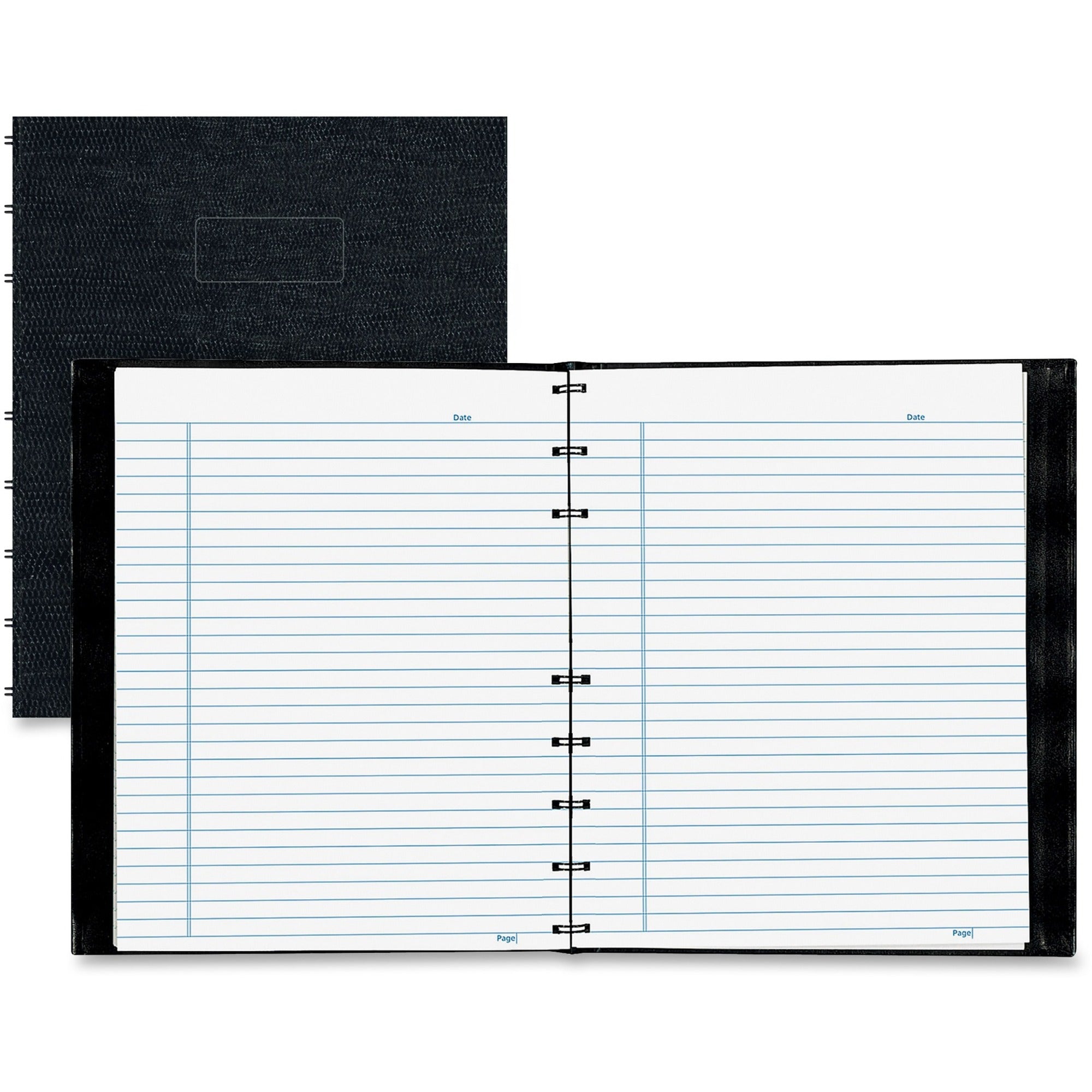 150 Sheets - Twin Wirebound - 7 1/4" x 9 1/4" Sheet Size - White Paper - Black Lizard Cover - Micro Perforated, Self-adhesive, Pocket, Index Sheet, Acid-free, Hard Cover, Archival, Tab, Durable Cover - Recycled - 1 Each
