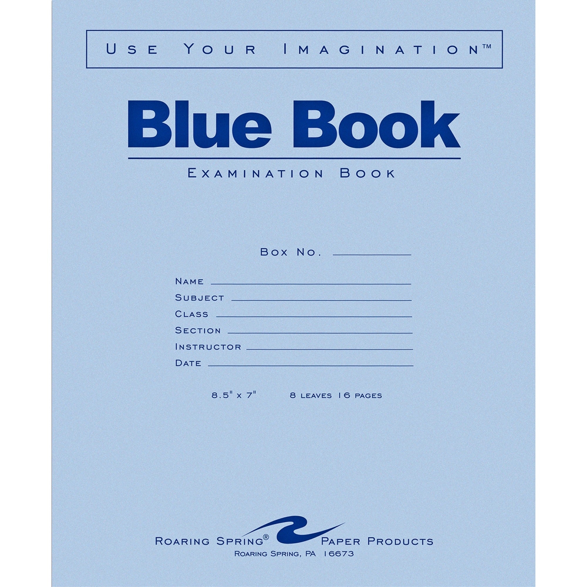8 Sheets - 16 Pages - Stapled/Glued - Red Margin - 15 lb Basis Weight - 7" x 8 1/2" Sheet Size - White Paper - Blue Cover - Flexible Cover - 50 / Pack