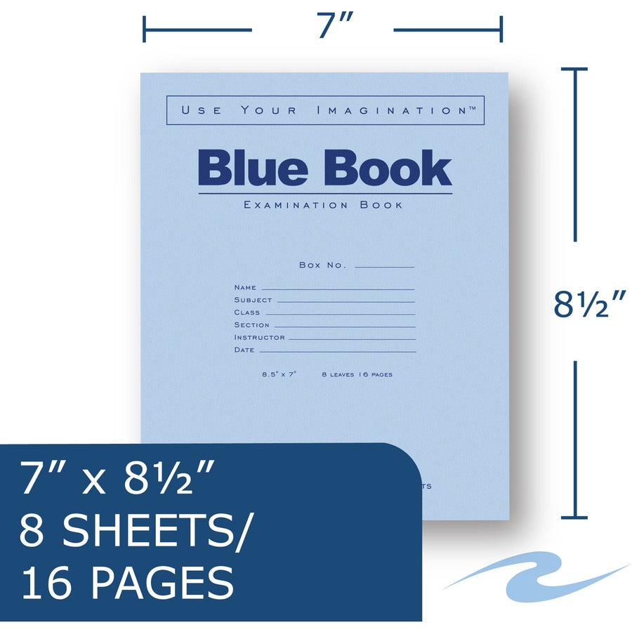 8 Sheets - 16 Pages - Stapled/Glued - Red Margin - 15 lb Basis Weight - 7" x 8 1/2" Sheet Size - White Paper - Blue Cover - Flexible Cover - 50 / Pack