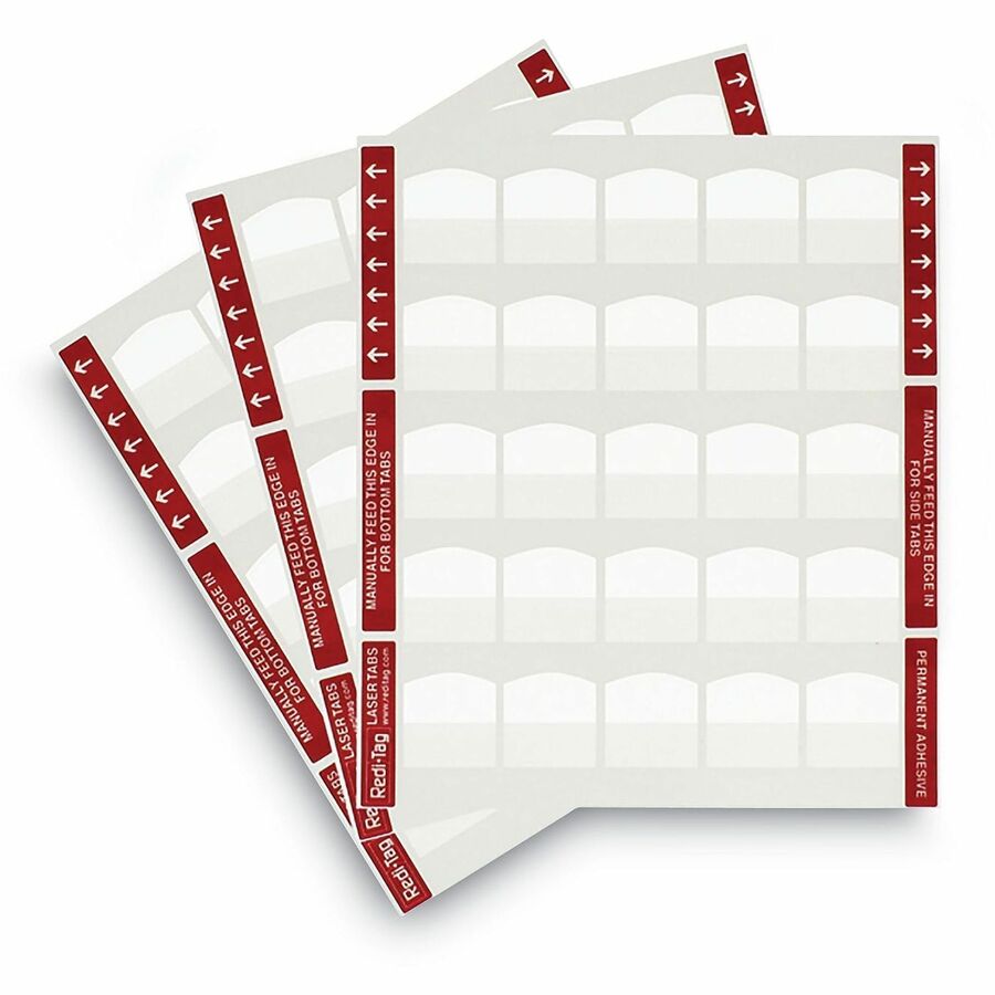 100 Blank Tab(s) - 1.25" Tab Height x 1.12" Tab Width - Self-adhesive, Permanent - White Tab(s) - Non-toxic - 100 / Pack