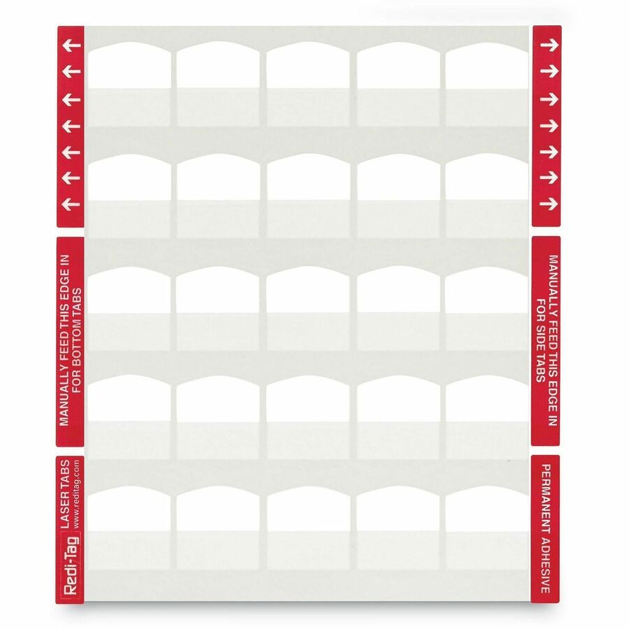 100 Blank Tab(s) - 1.25" Tab Height x 1.12" Tab Width - Self-adhesive, Permanent - White Tab(s) - Non-toxic - 100 / Pack