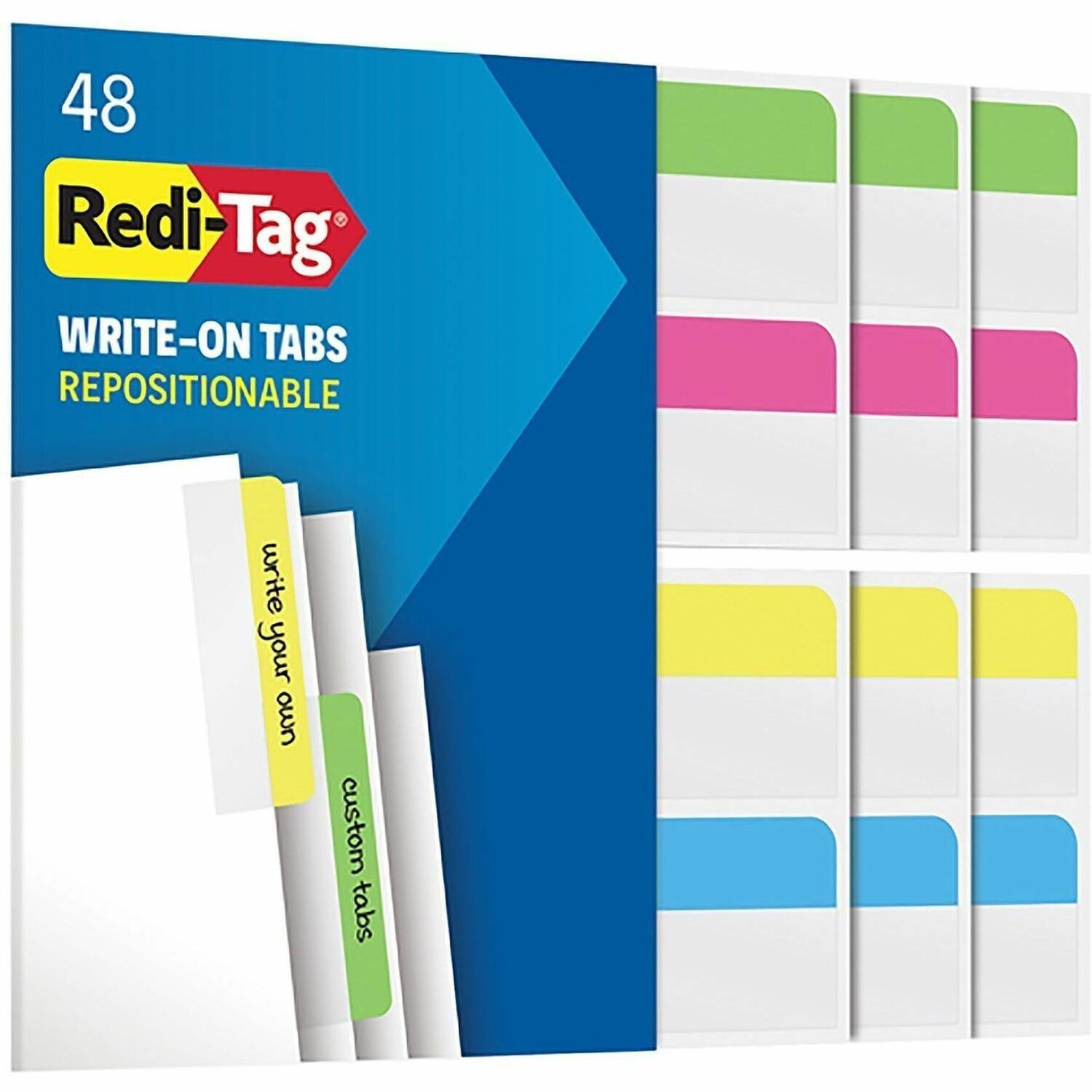 12 x Blue, 12 x Yellow, 12 x Magenta, 12 x Green - 2" Flag/Note Width x 11/16" Flag/Note Length - Rectangle - Assorted - Plastic - Removable, Self-adhesive - 1 Pack